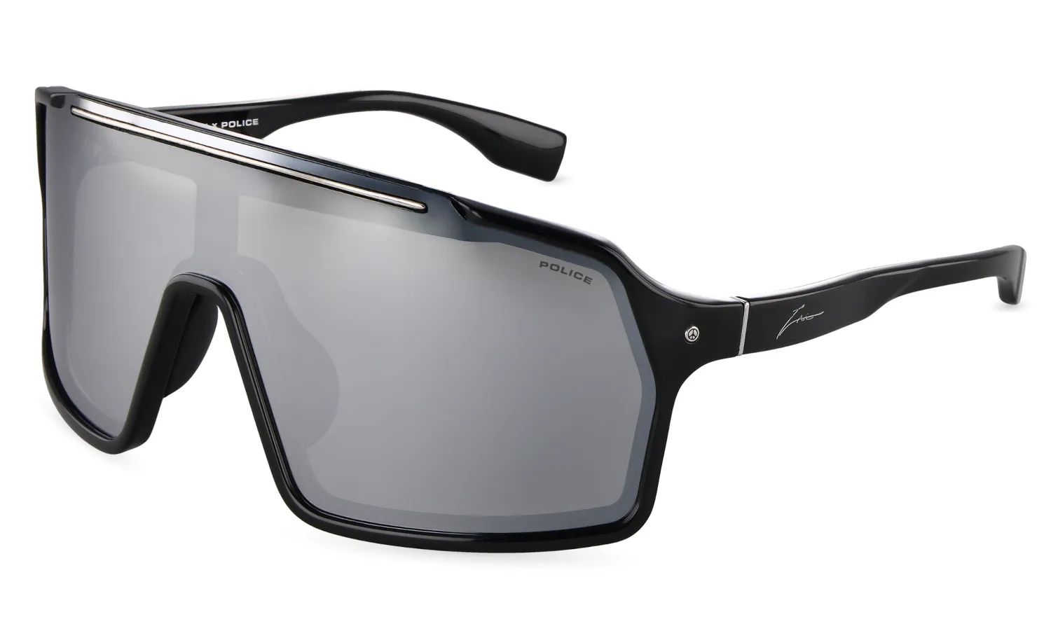 Police SPLU84 ZAC 1 Z42X Occhiali da sole Iniettato Nero Fumo Maschera Normale Specchiato - immagine 1