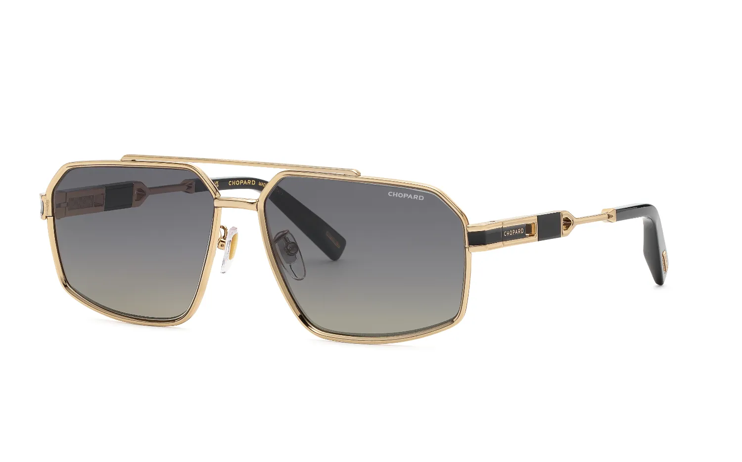 Chopard SCHM42 301P Occhiali da sole Metallo Oro Fumo Squadrata Polarizzata Sfumato - immagine 1