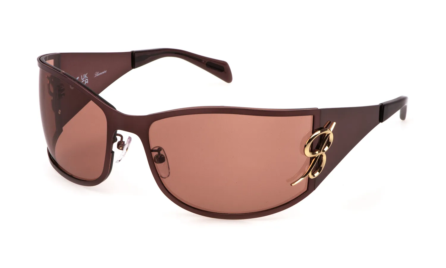 Blumarine SBM217 0BRO Occhiali da sole Metallo Marrone Marrone Maschera Normale - immagine 1