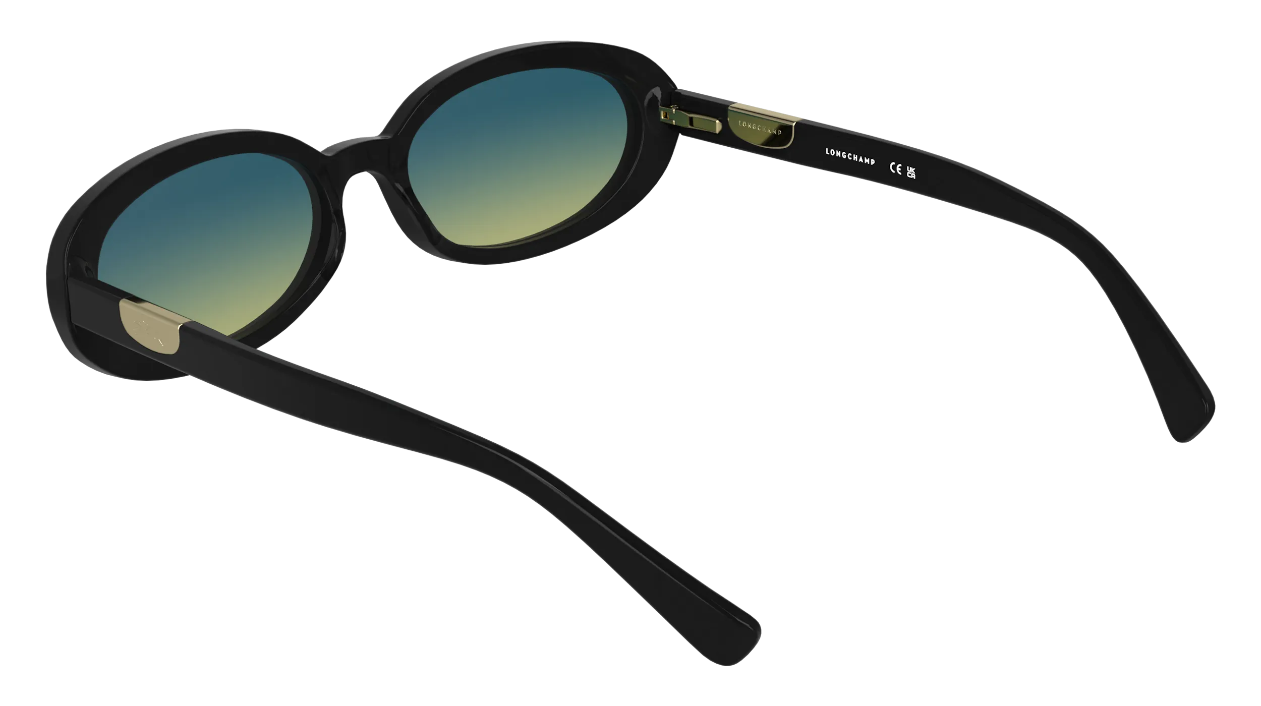 LONGCHAMP LO795S 001 Occhiali da sole Acetato Nero Azzurro Rotonda Normale Sfumato - immagine 4