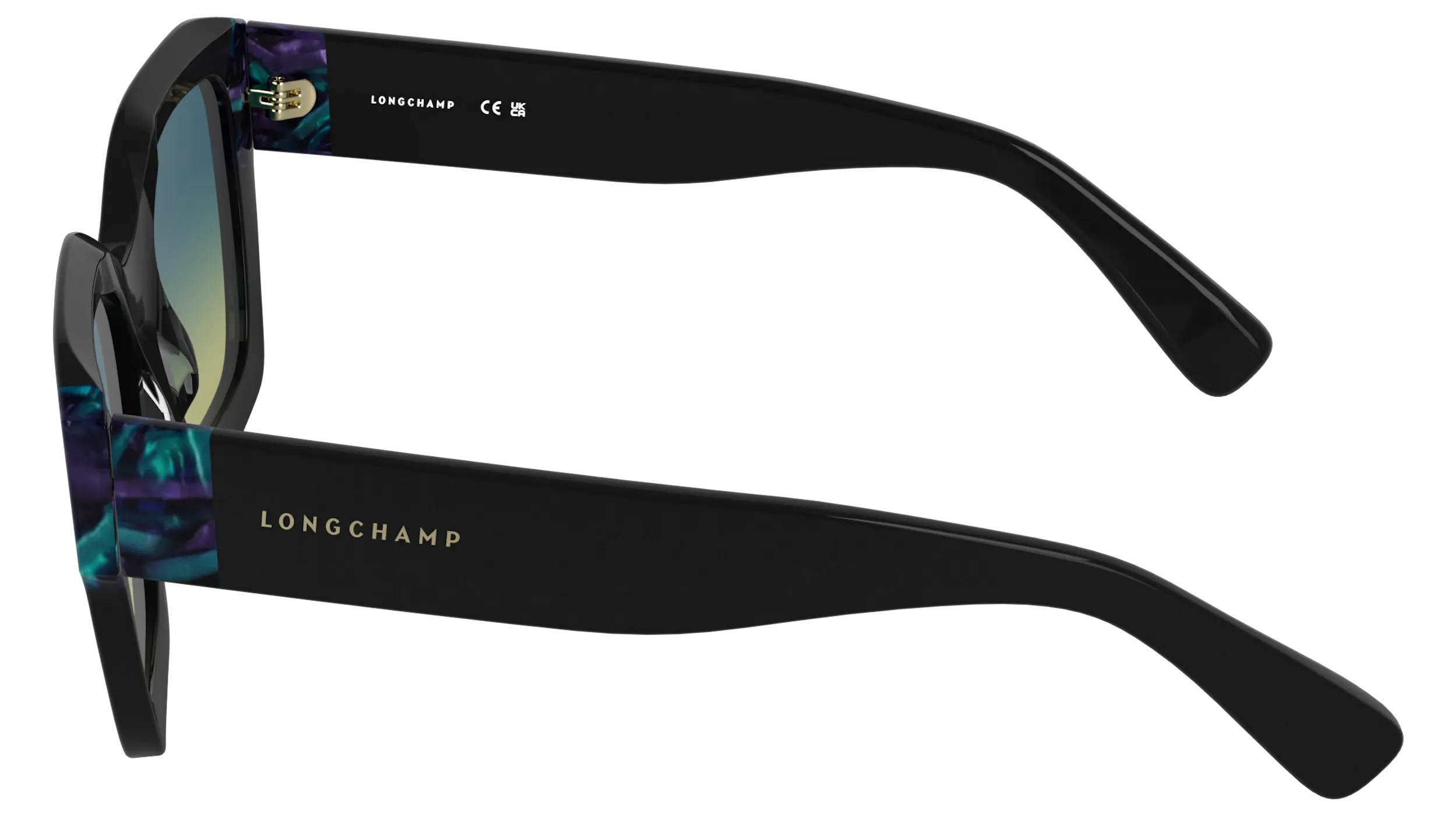 LONGCHAMP LO771S 007 Occhiali da sole Acetato Nero Azzurro Squadrata Normale Sfumato - immagine 3
