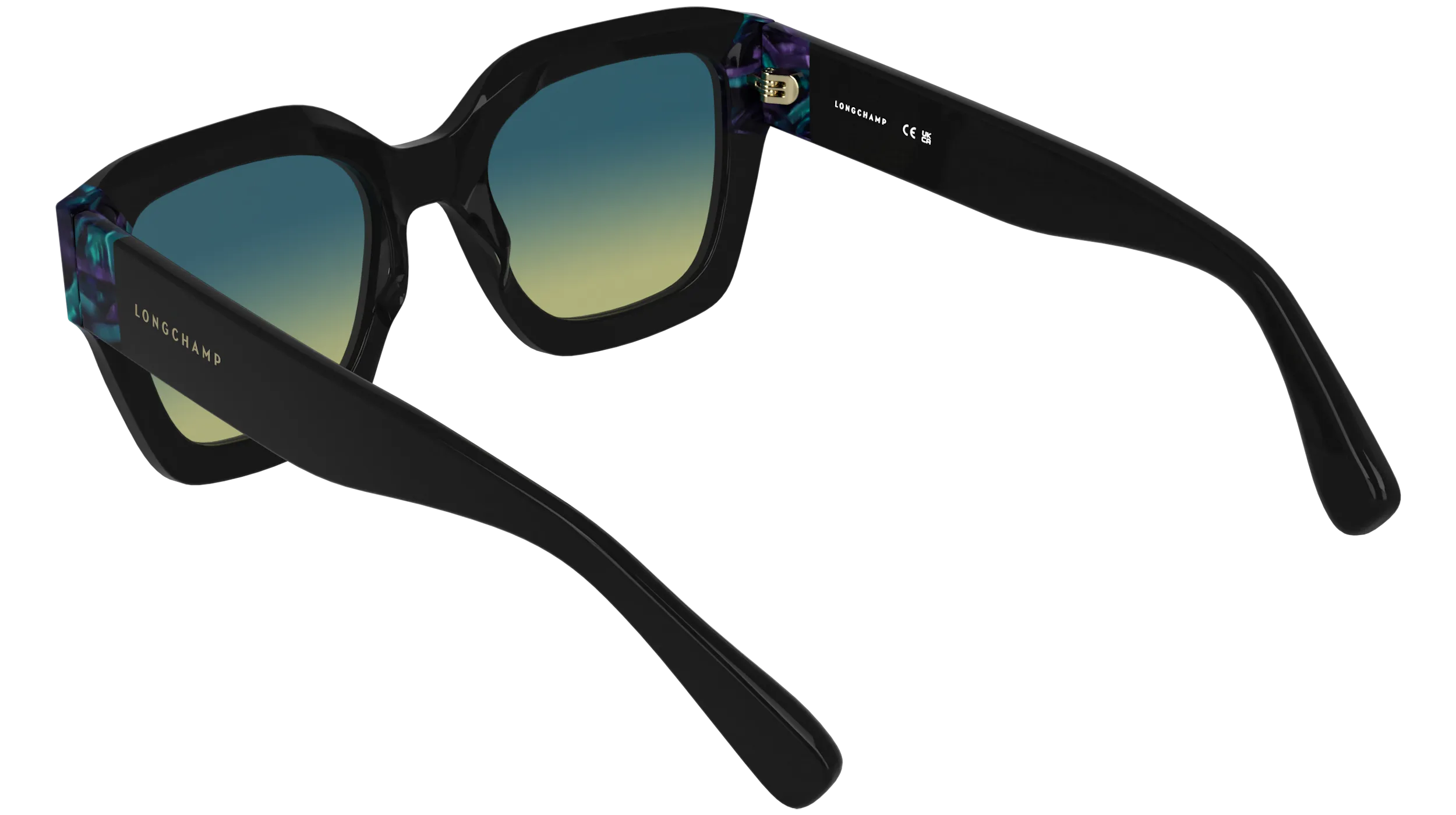 LONGCHAMP LO771S 007 Occhiali da sole Acetato Nero Azzurro Squadrata Normale Sfumato - immagine 4
