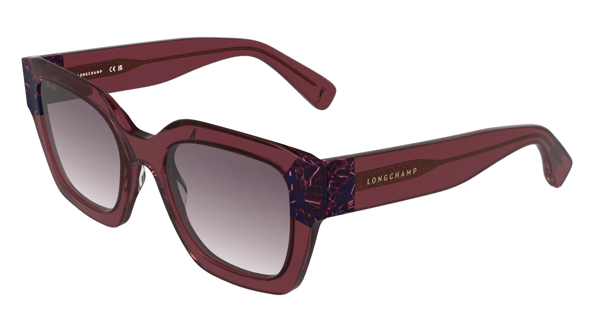 LONGCHAMP LO771S 615 Occhiali da sole Acetato Bordeaux Viola Squadrata Normale - immagine 1