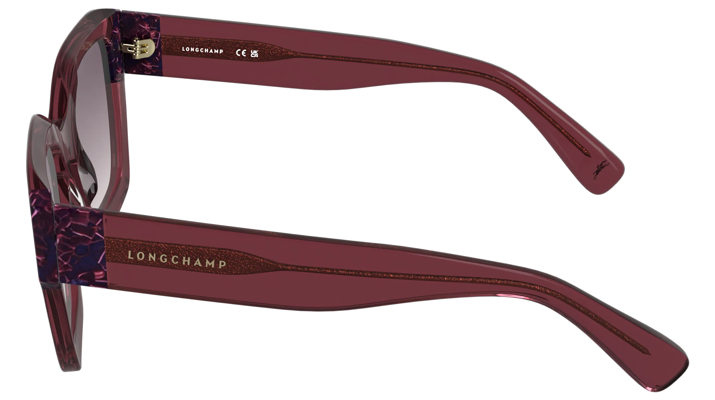 LONGCHAMP LO771S 615 Occhiali da sole Acetato Bordeaux Viola Squadrata Normale - immagine 3