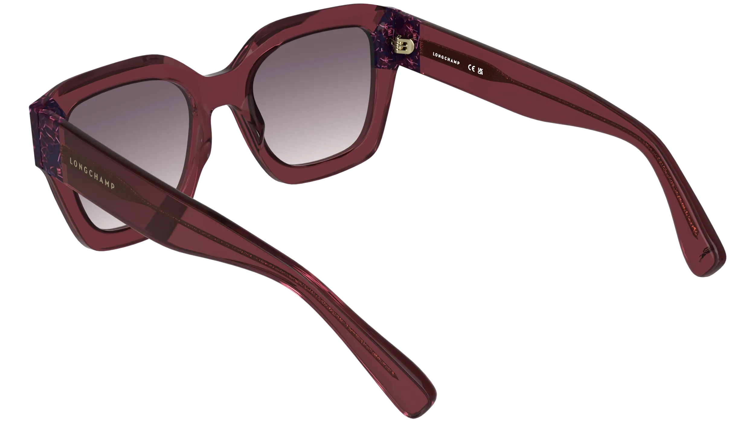 LONGCHAMP LO771S 615 Occhiali da sole Acetato Bordeaux Viola Squadrata Normale - immagine 4