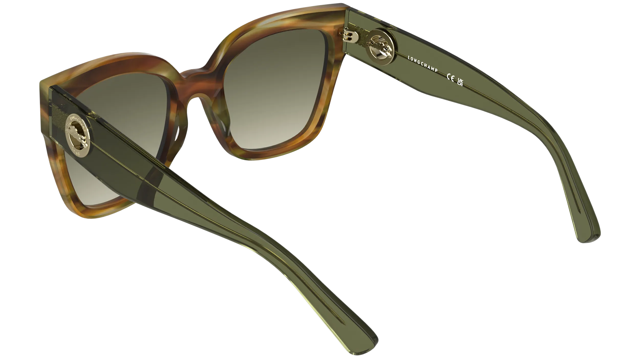 LONGCHAMP LO717S 324 Occhiali da sole Acetato Verde Verde Squadrata Normale Sfumato - immagine 4