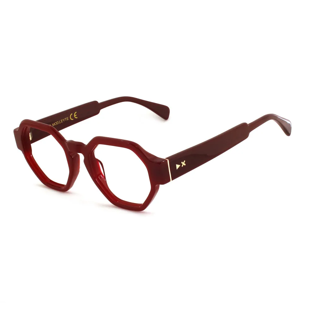 XLAB Unisex Leyte Montature da vista Acetato Marrone strisciato Geometrica Demo - immagine 1
