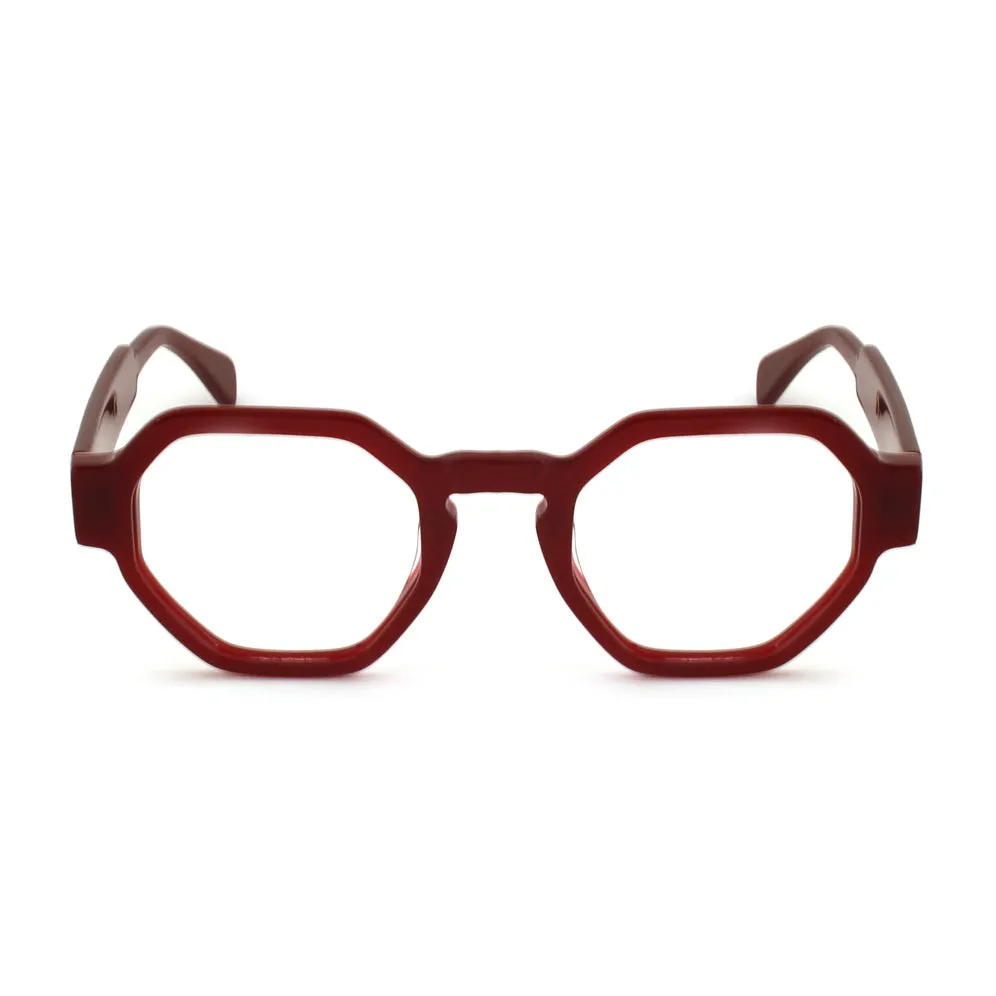 XLAB Unisex Leyte Montature da vista Acetato Verde striato Geometrica Demo - immagine 2