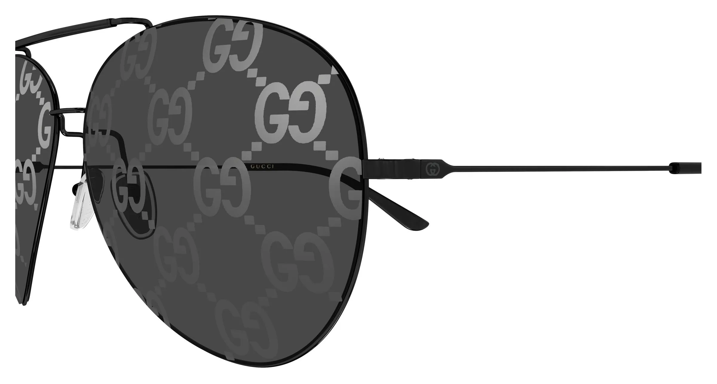 Gucci GG2172S 002 Occhiali da sole Metallo Nero Fumo Pilot - immagine 3