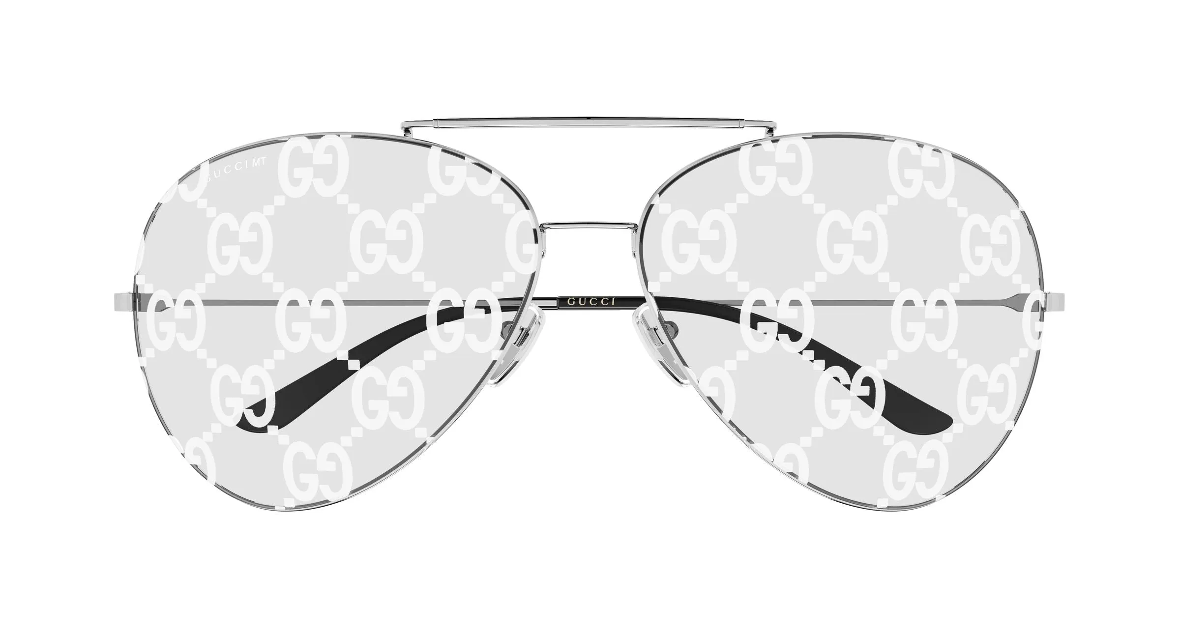 Gucci GG2172S 001 Occhiali da sole Metallo Argento Trasparente Pilot - immagine 2