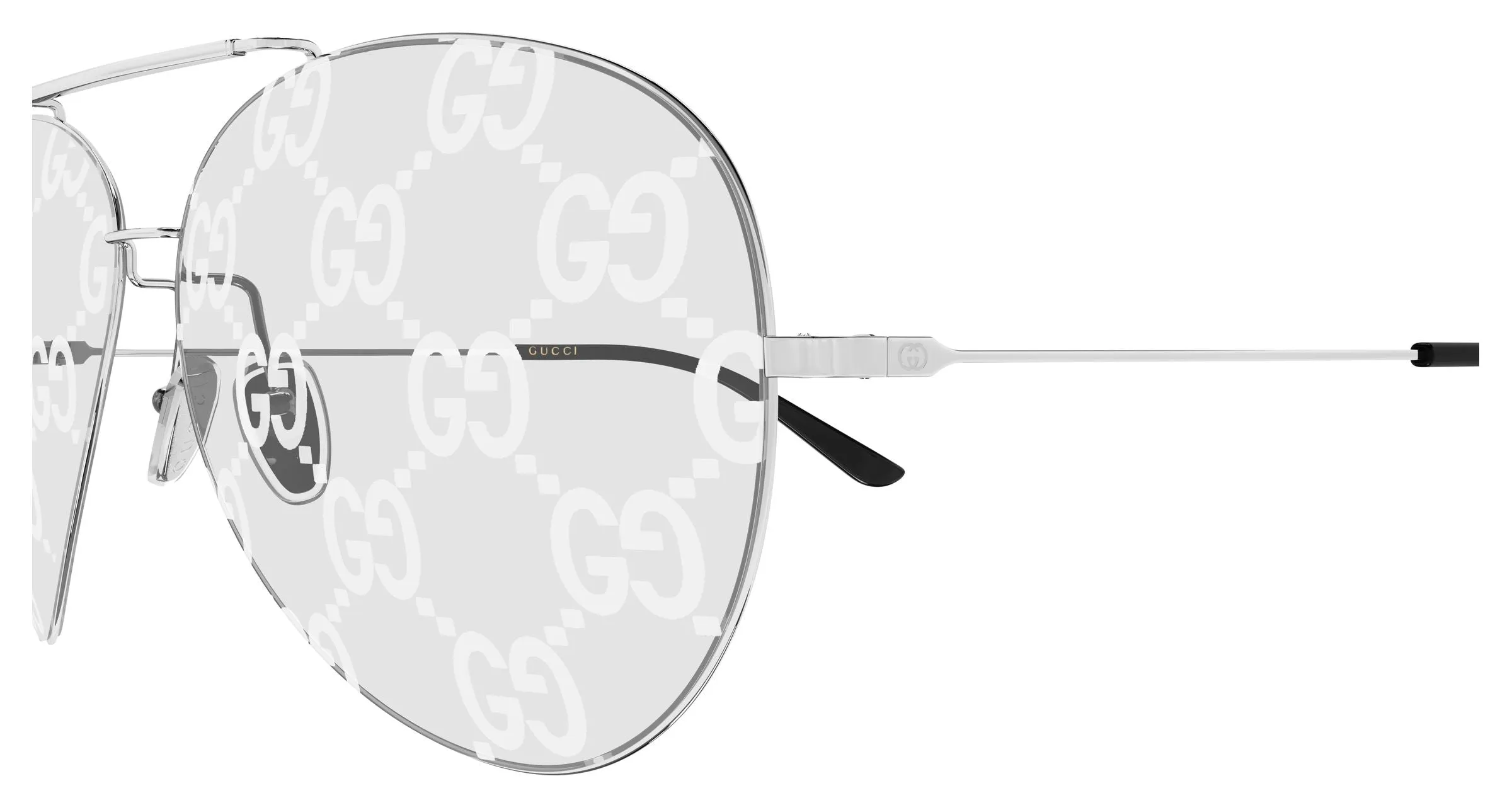 Gucci GG2172S 001 Occhiali da sole Metallo Argento Trasparente Pilot - immagine 3