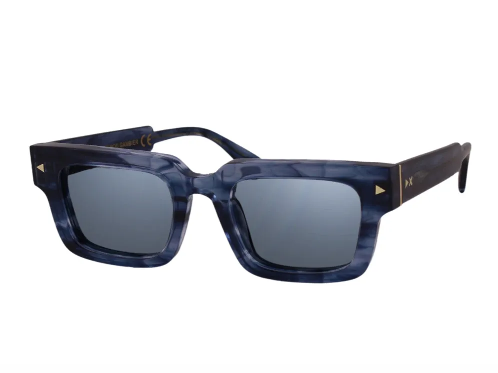 XLAB Unisex Gambier Occhiali da sole Acetato Blu striato Marrone Squadrata Polarizzata - immagine 2