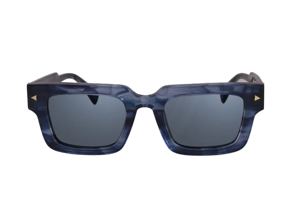 XLAB Unisex Gambier Occhiali da sole Acetato Tartaruga Azzurro Squadrata Sfumato - immagine 3