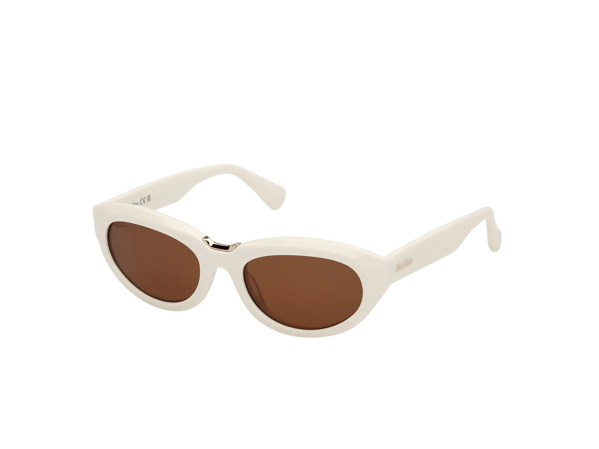 Max Mara MM0203 25E Occhiali da sole Bianco Marrone Geometrica Normale - immagine 1