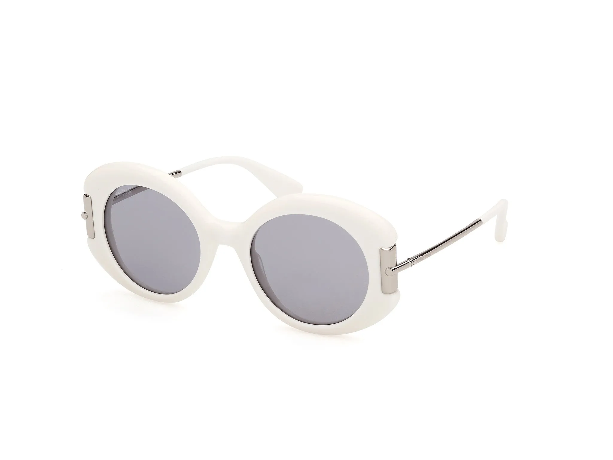 Max Mara MM0188 21A Occhiali da sole Bianco Fumo Rotonda Normale - immagine 1