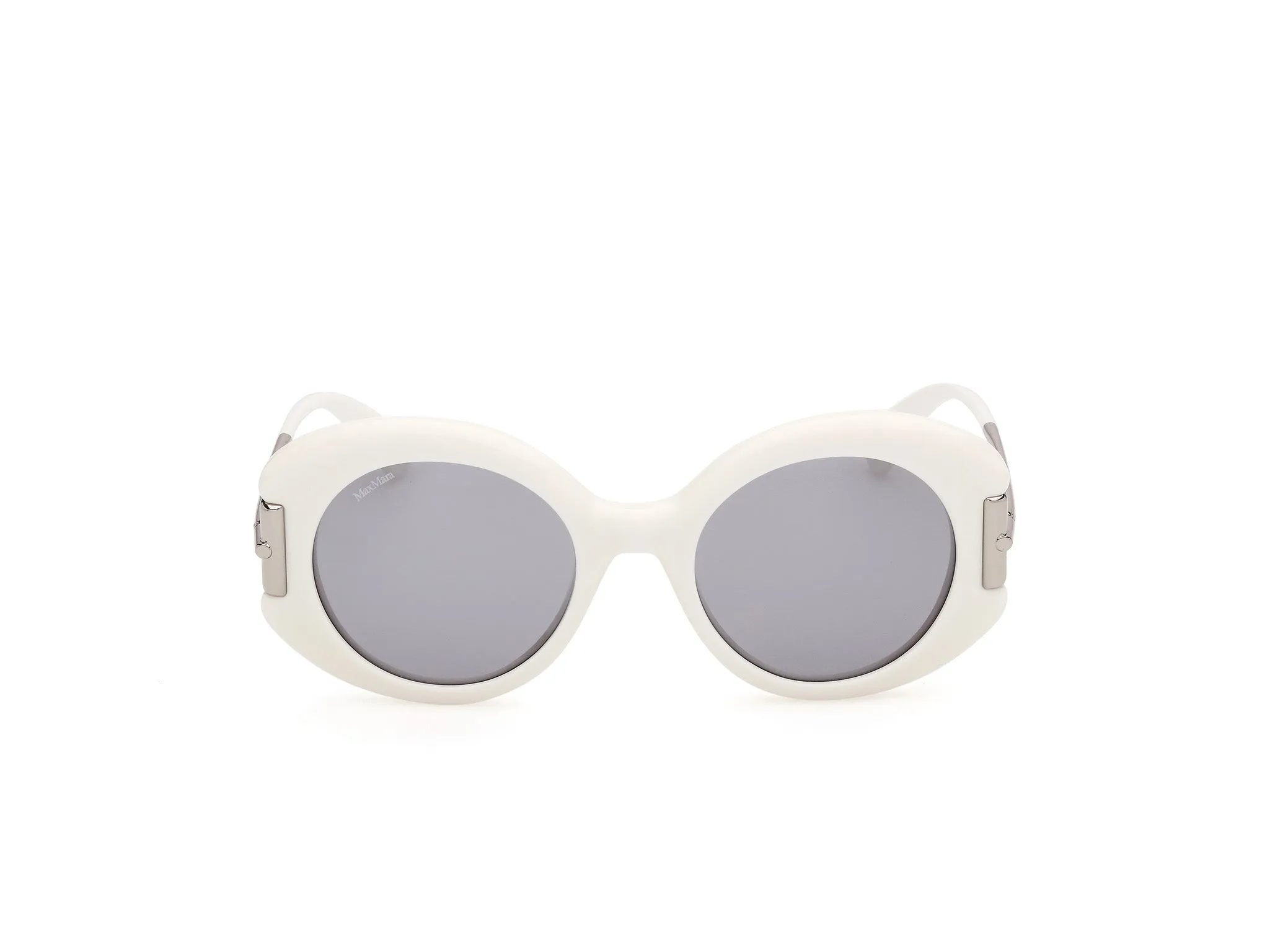 Max Mara MM0188 21A Occhiali da sole Bianco Fumo Rotonda Normale - immagine 2