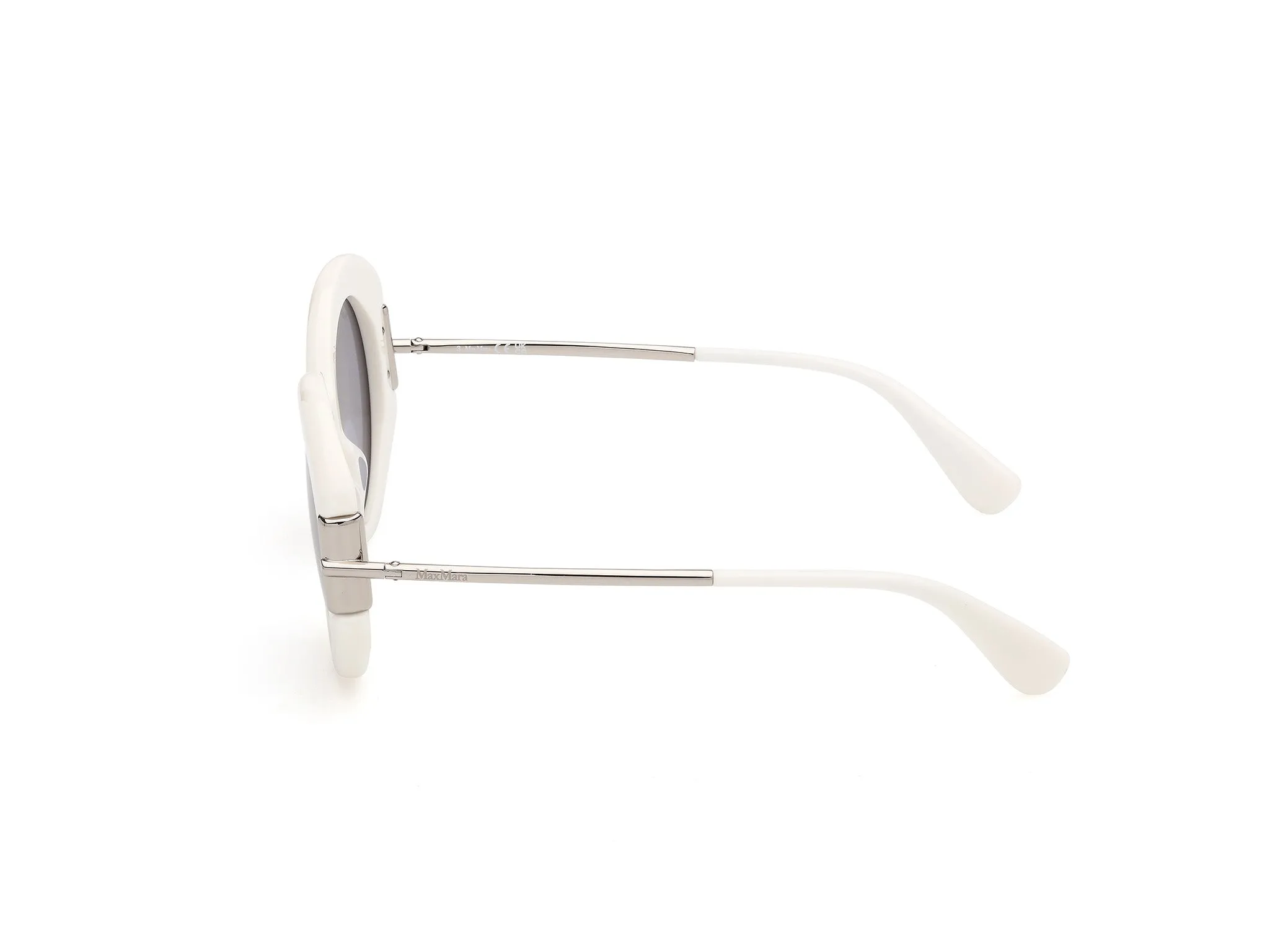 Max Mara MM0188 21A Occhiali da sole Bianco Fumo Rotonda Normale - immagine 3