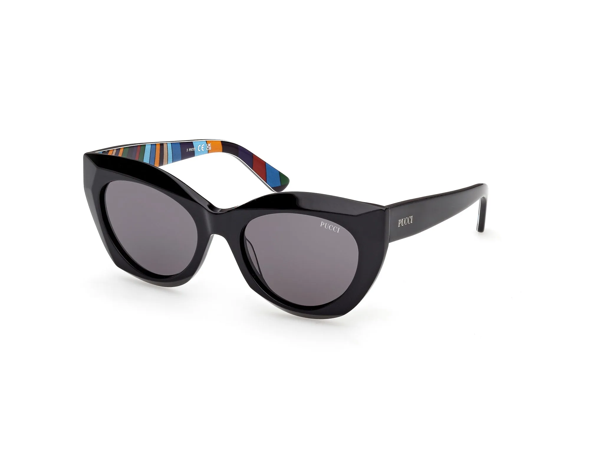 Emilio Pucci EP0257 01A Occhiali da sole Nero Fumo Geometrica Normale - immagine 1