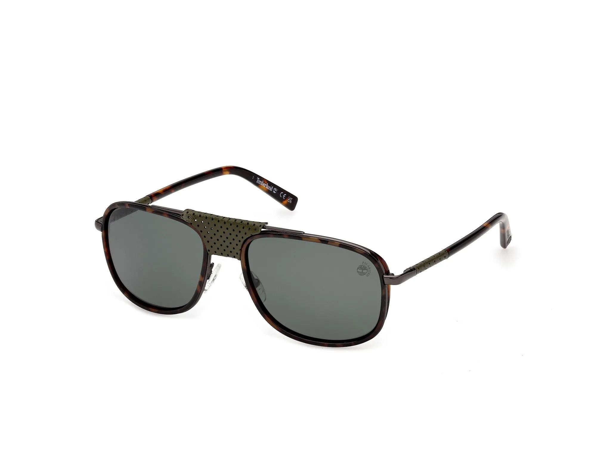 Timberland TB00091 52R Occhiali da sole Iniettato Havana Verde Squadrata Polarizzata - immagine 1