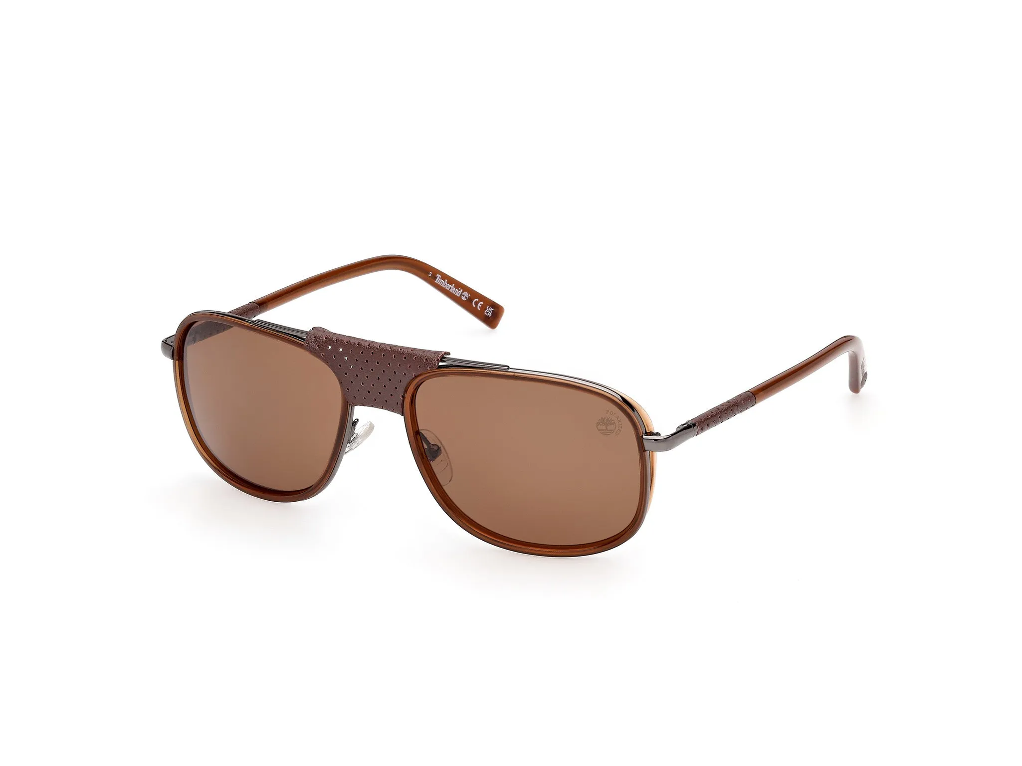 Timberland TB00091 47H Occhiali da sole Iniettato Marrone Marrone Squadrata Polarizzata - immagine 1