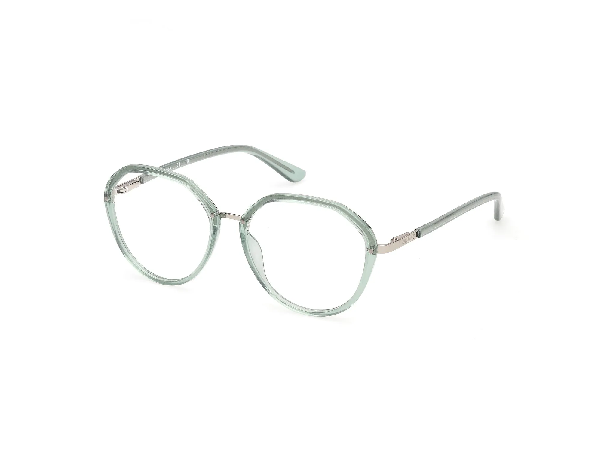Guess GU50387 95 Montature da vista Iniettato Verde Rotonda Normale - immagine 1