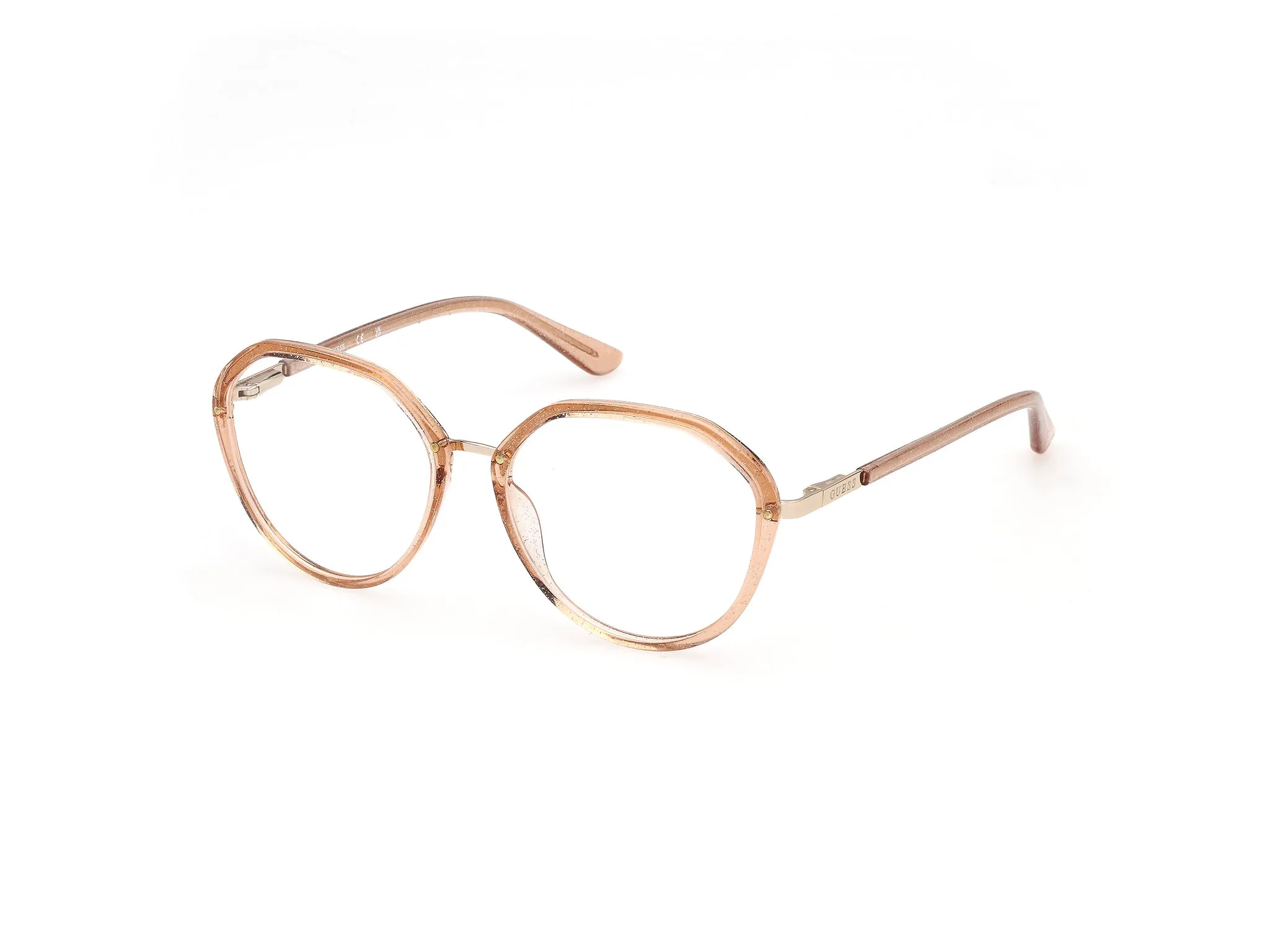 Guess GU50387 44 Montature da vista Iniettato Arancione Rotonda Normale - immagine 1