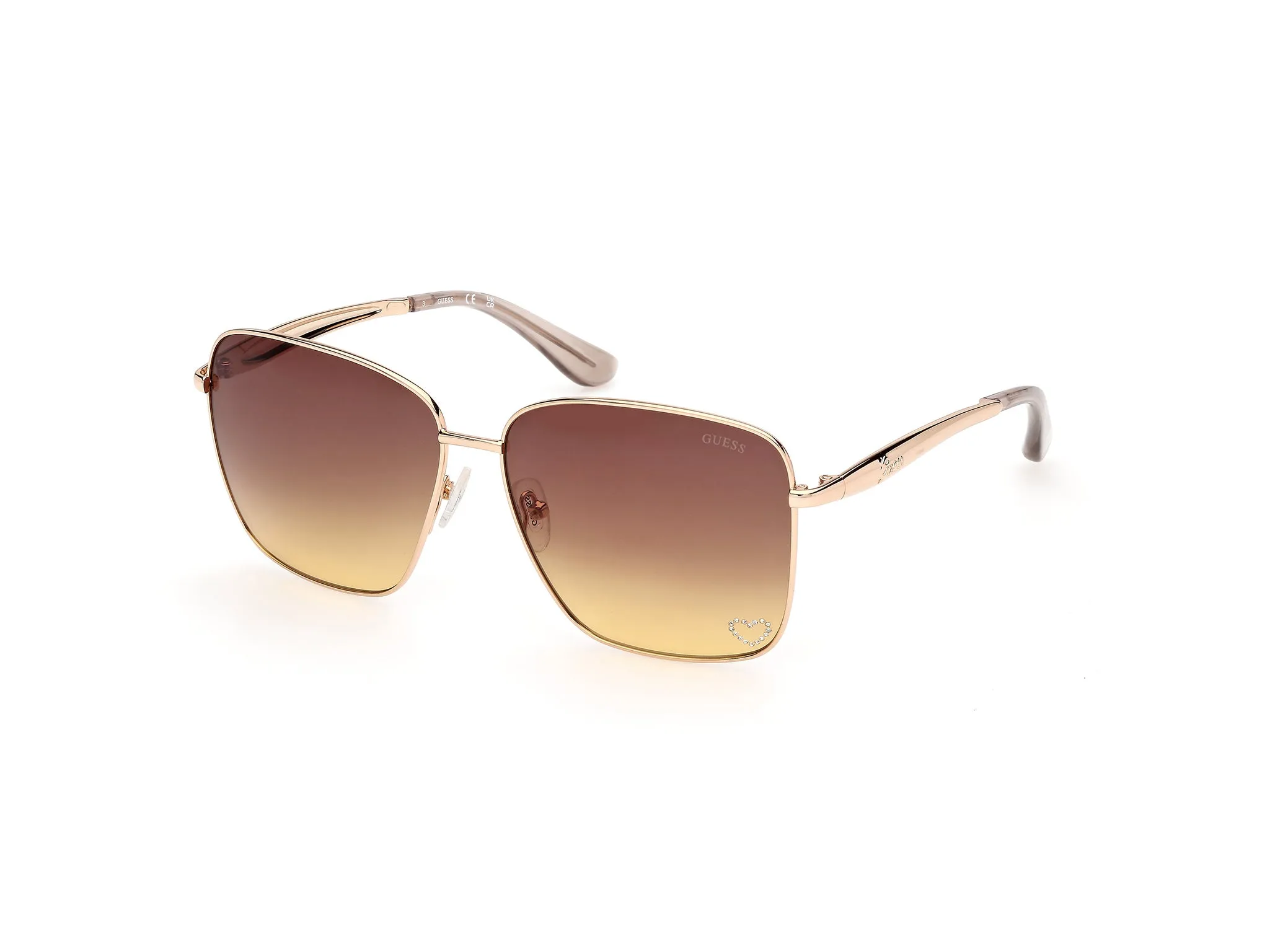 Guess GU00308 33F Occhiali da sole Metallo Oro Marrone Squadrata Normale - immagine 1