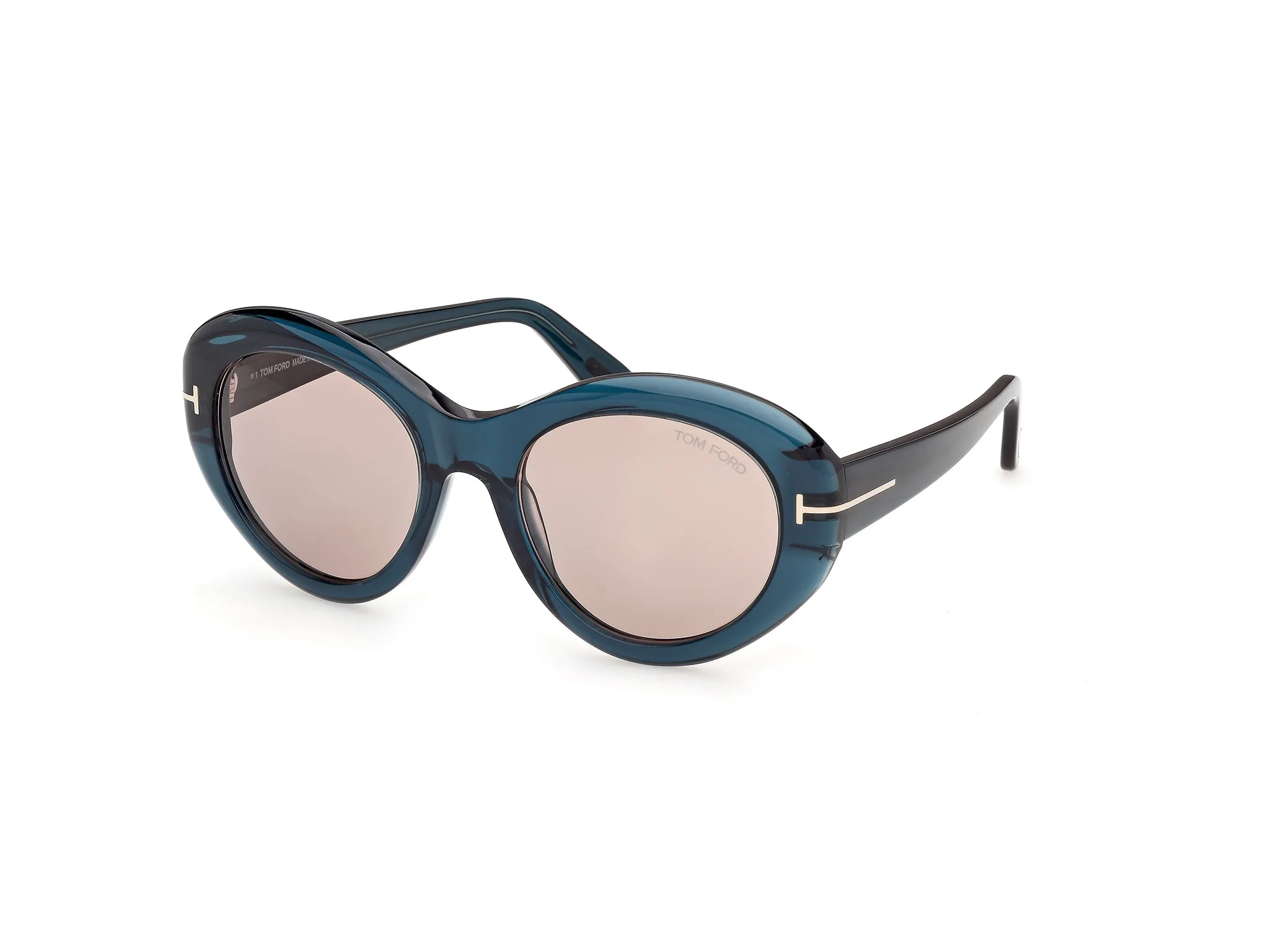 TOM FORD FT1423 ELODIE-02 87E Occhiali da sole Acetato Turchese Marrone Rotonda Normale - immagine 1