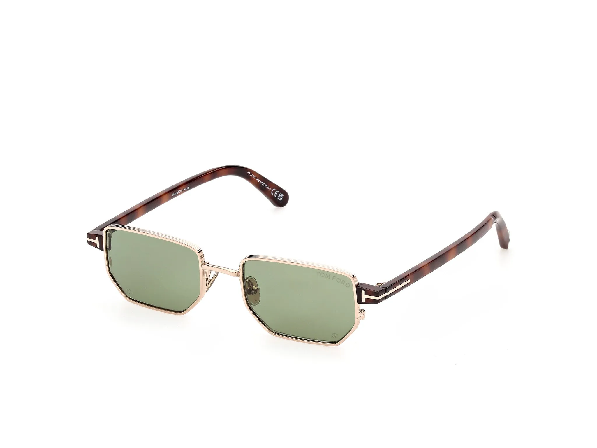 TOM FORD FT1360 LIAM-02 28N Occhiali da sole Metallo Oro Verde Squadrata Normale - immagine 1