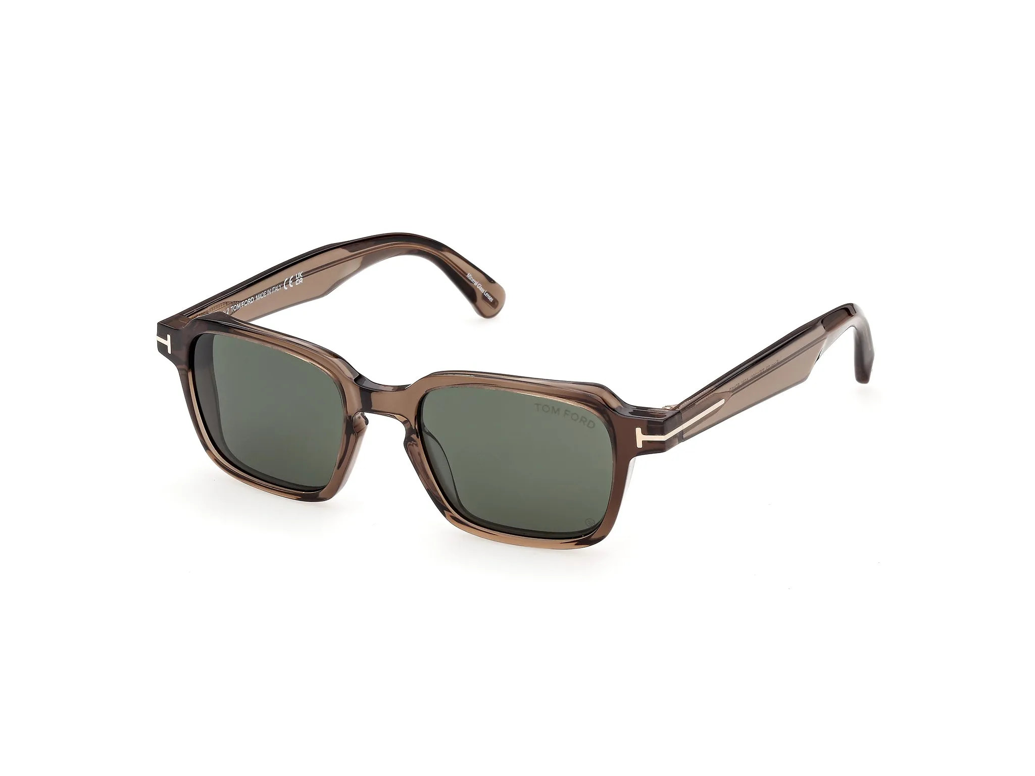 TOM FORD FT1359 EZRA-02 45N Occhiali da sole Acetato Marrone Verde Squadrata Normale - immagine 1