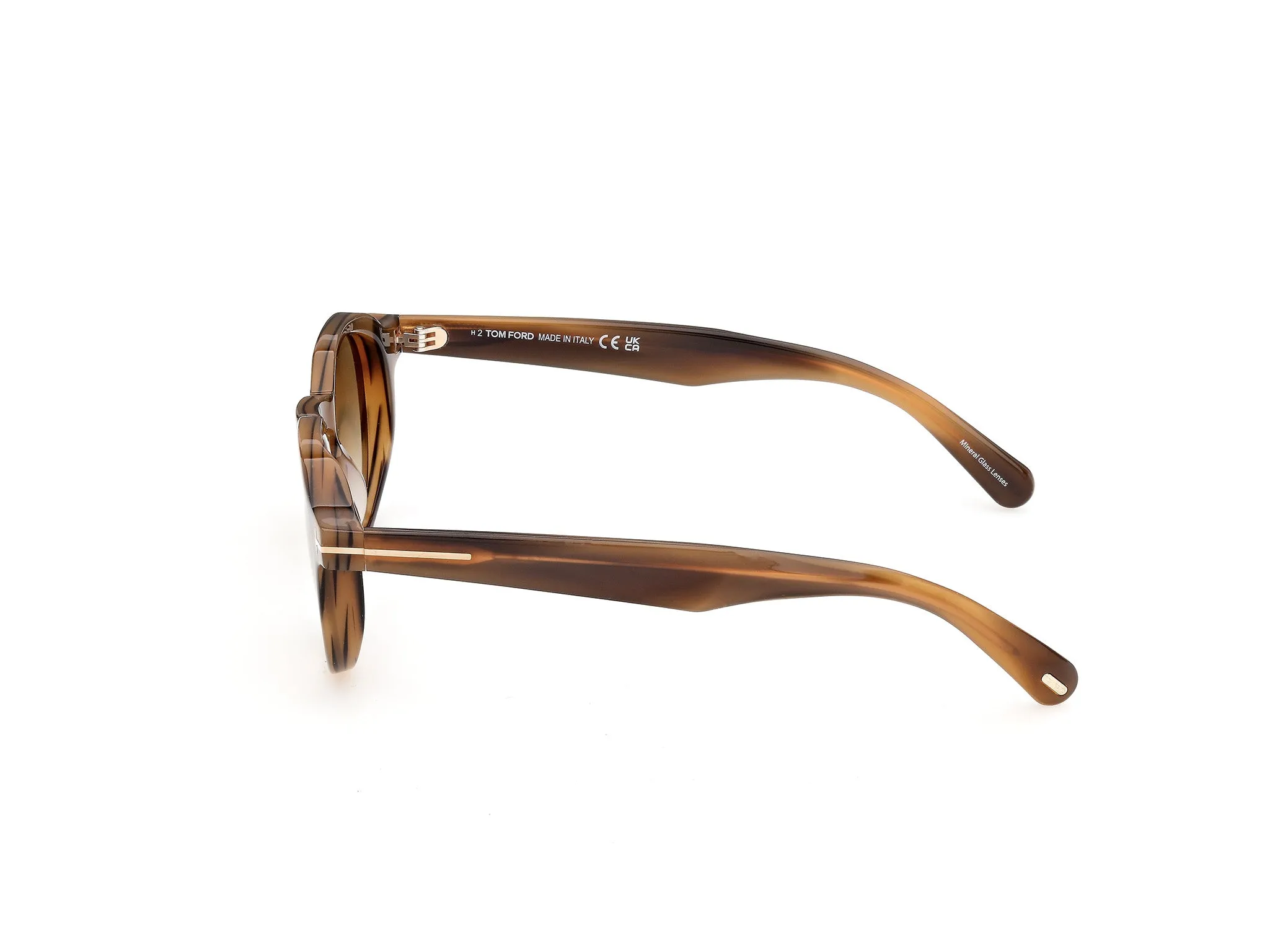 TOM FORD FT1358 THOMAS-02 55F Occhiali da sole Acetato Havana Marrone Rotonda Normale - immagine 3
