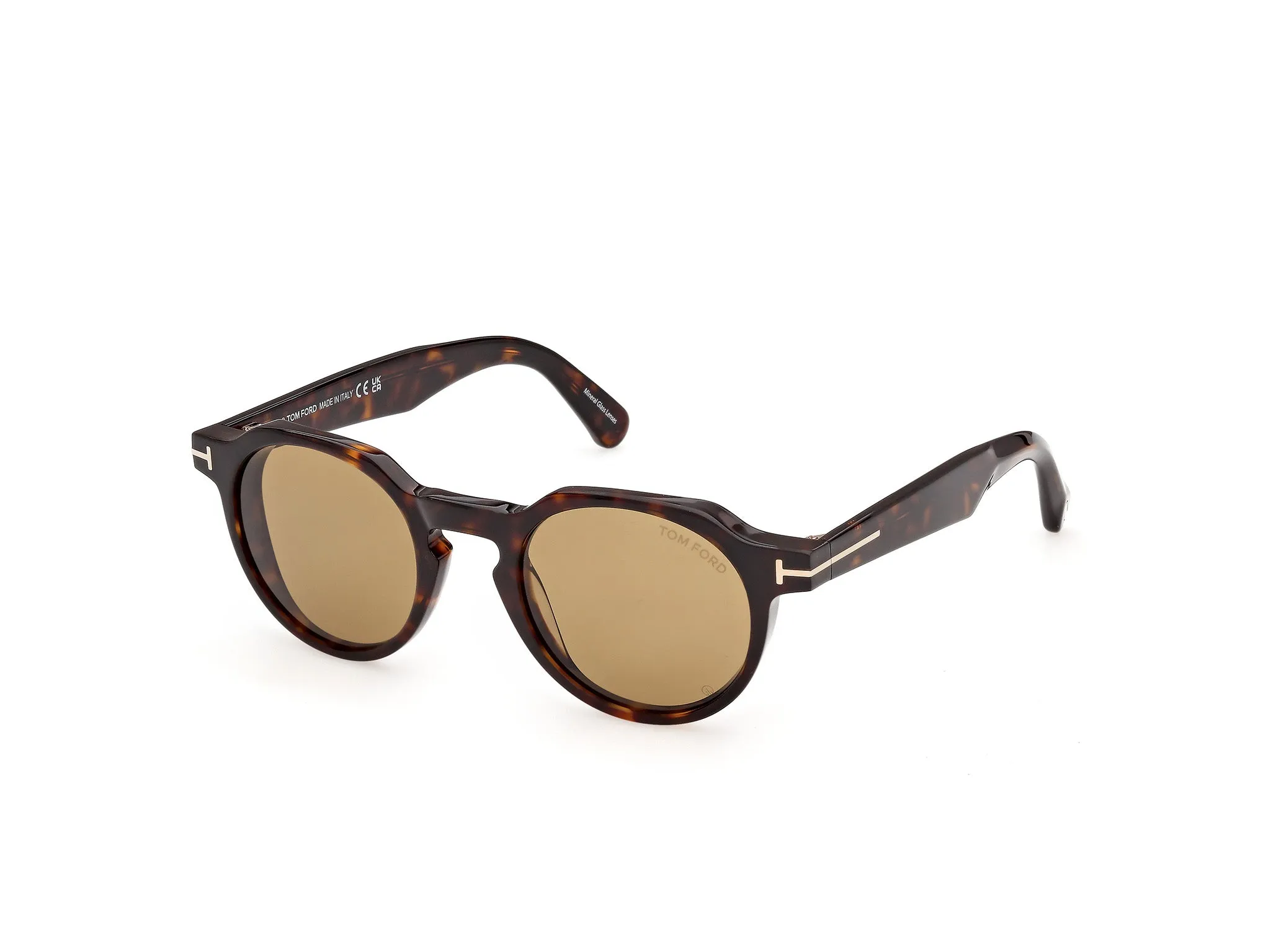 TOM FORD FT1358 THOMAS-02 52E Occhiali da sole Acetato Havana Marrone Rotonda Normale - immagine 1