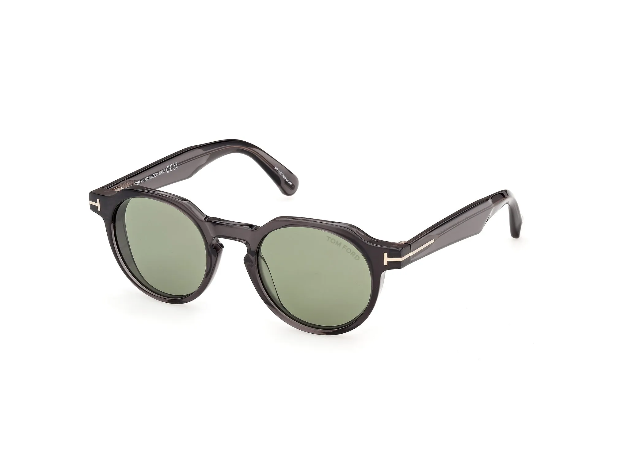 TOM FORD FT1358 THOMAS-02 20N Occhiali da sole Acetato Grigio Verde Rotonda Normale - immagine 1
