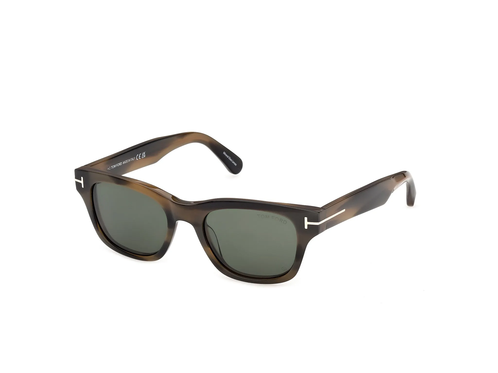 TOM FORD FT1357 CALEB-02 55N Occhiali da sole Acetato Havana Verde Squadrata Normale - immagine 1