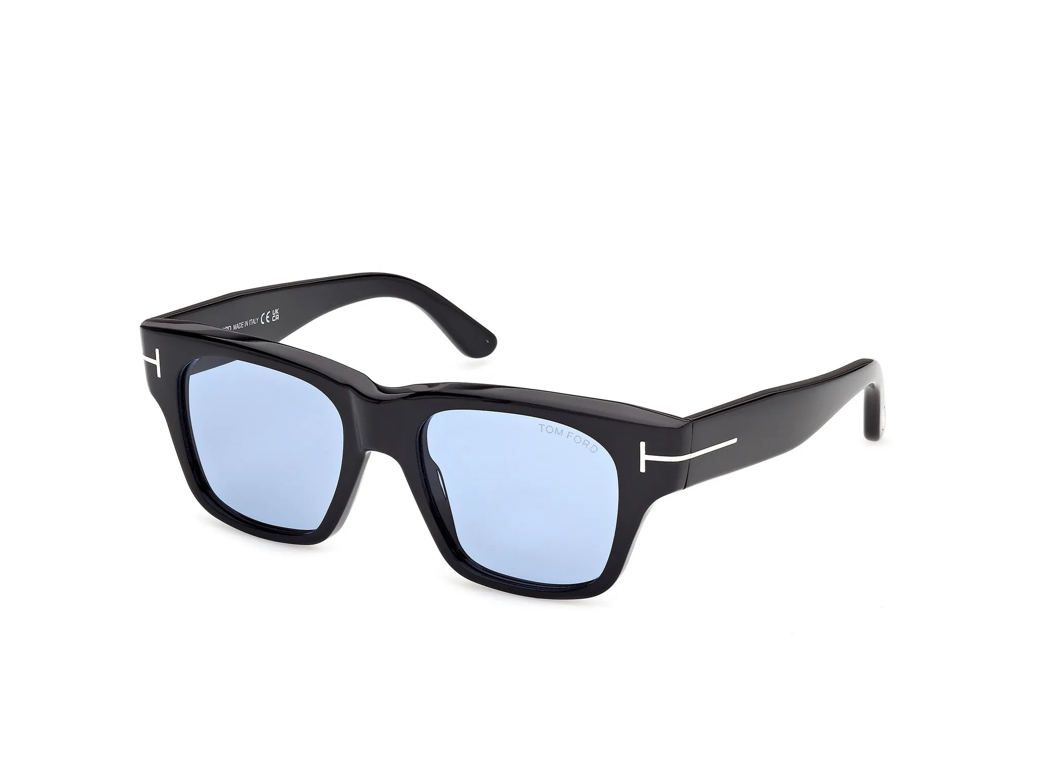 TOM FORD FT1280 CAINE-02 01V Occhiali da sole Acetato Nero Blu Squadrata Normale - immagine 1