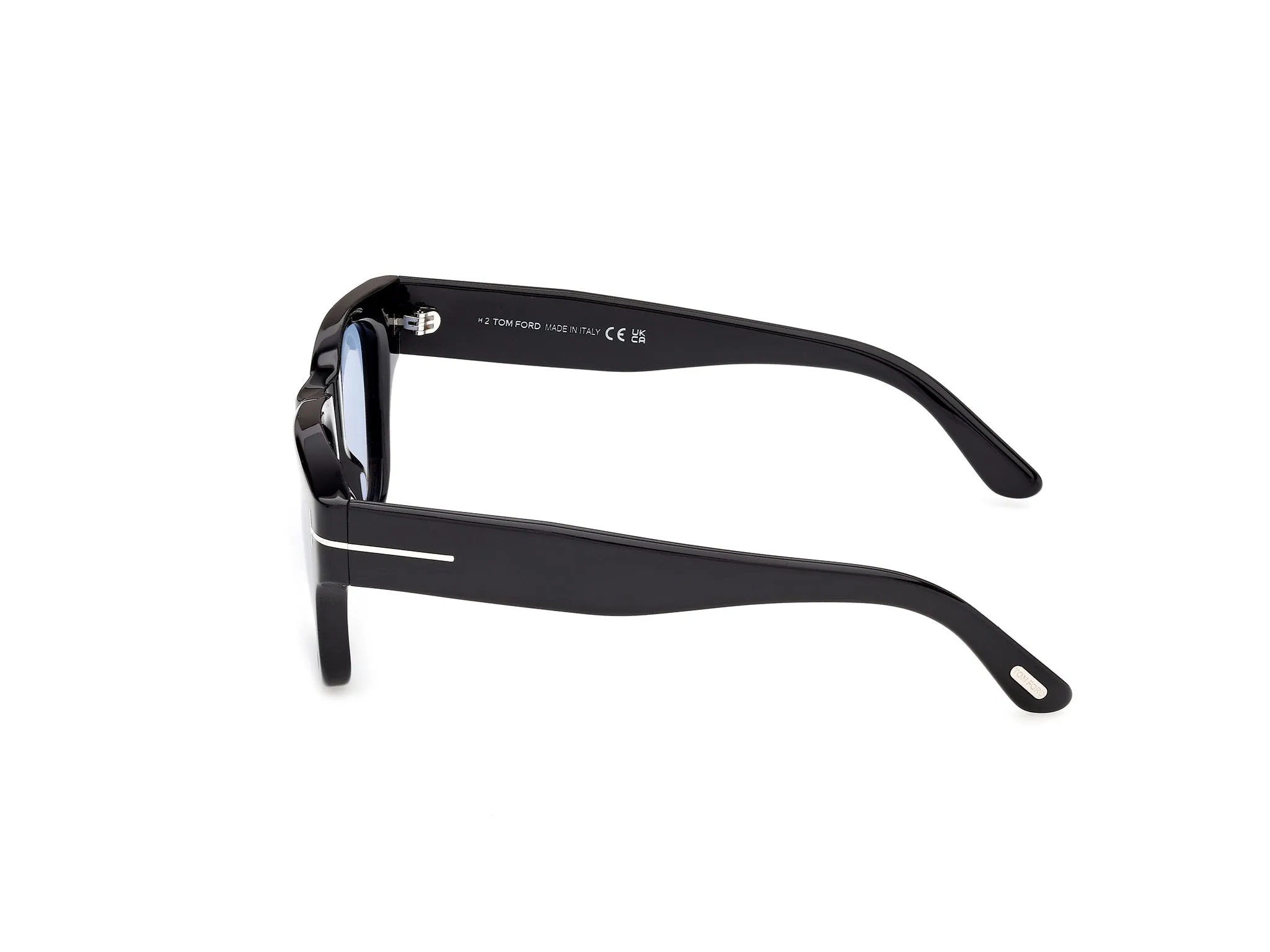 TOM FORD FT1280 CAINE-02 01V Occhiali da sole Acetato Nero Blu Squadrata Normale - immagine 3