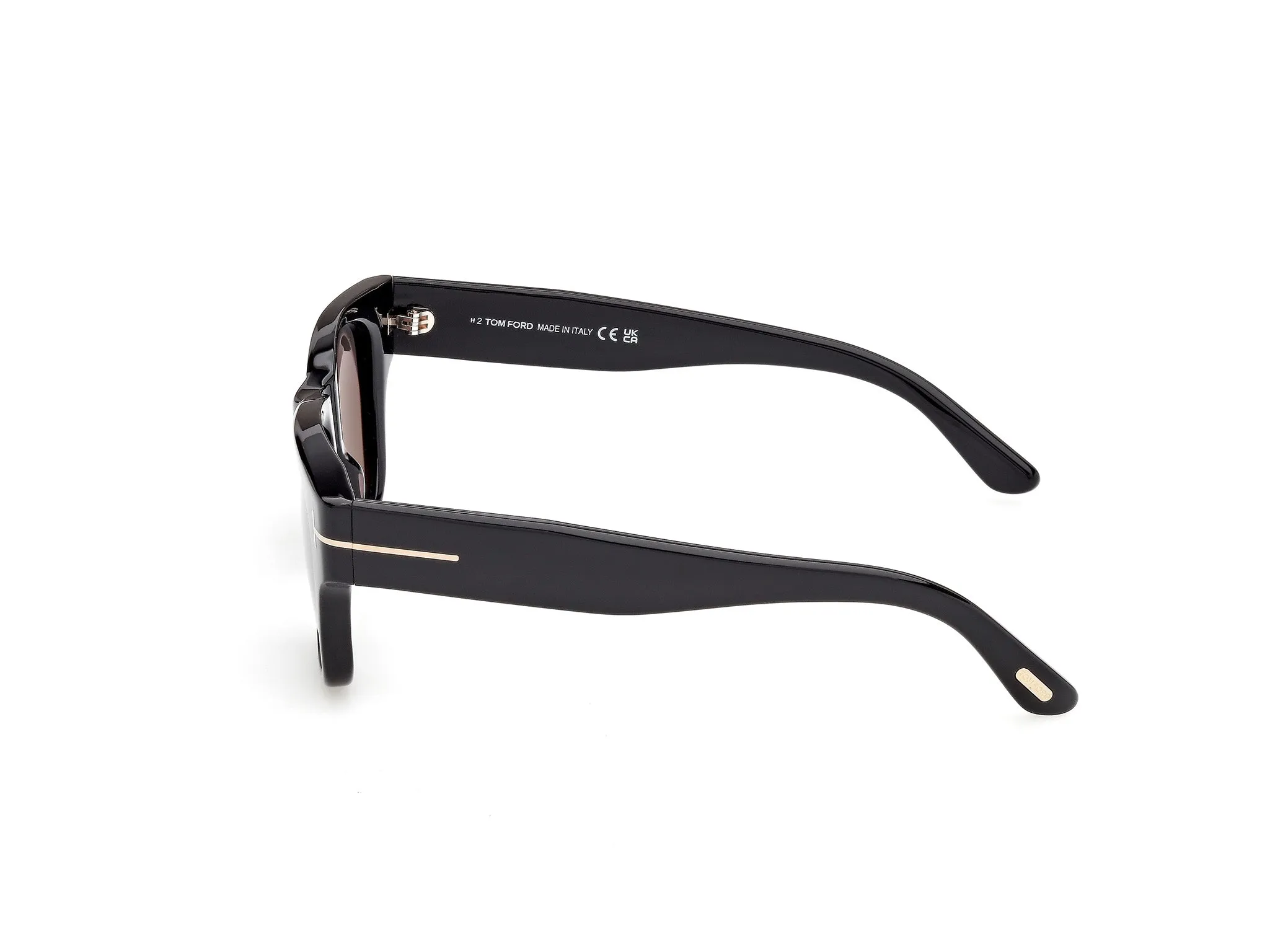 TOM FORD FT1280 CAINE-02 01A Occhiali da sole Acetato Nero Fumo Squadrata Normale - immagine 3
