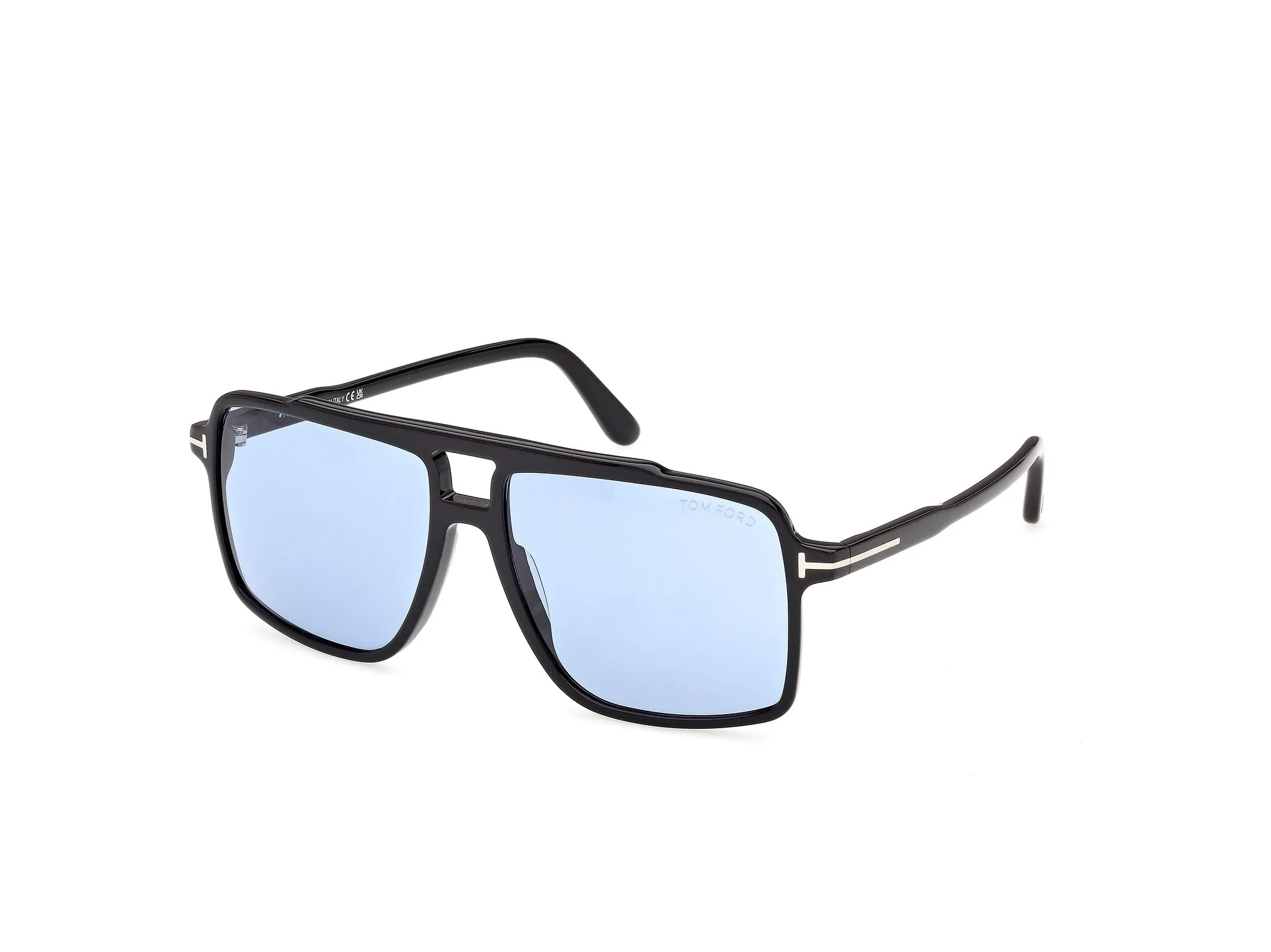 TOM FORD FT1177 KEMP 01V Occhiali da sole Acetato Nero Blu Squadrata Normale - immagine 1