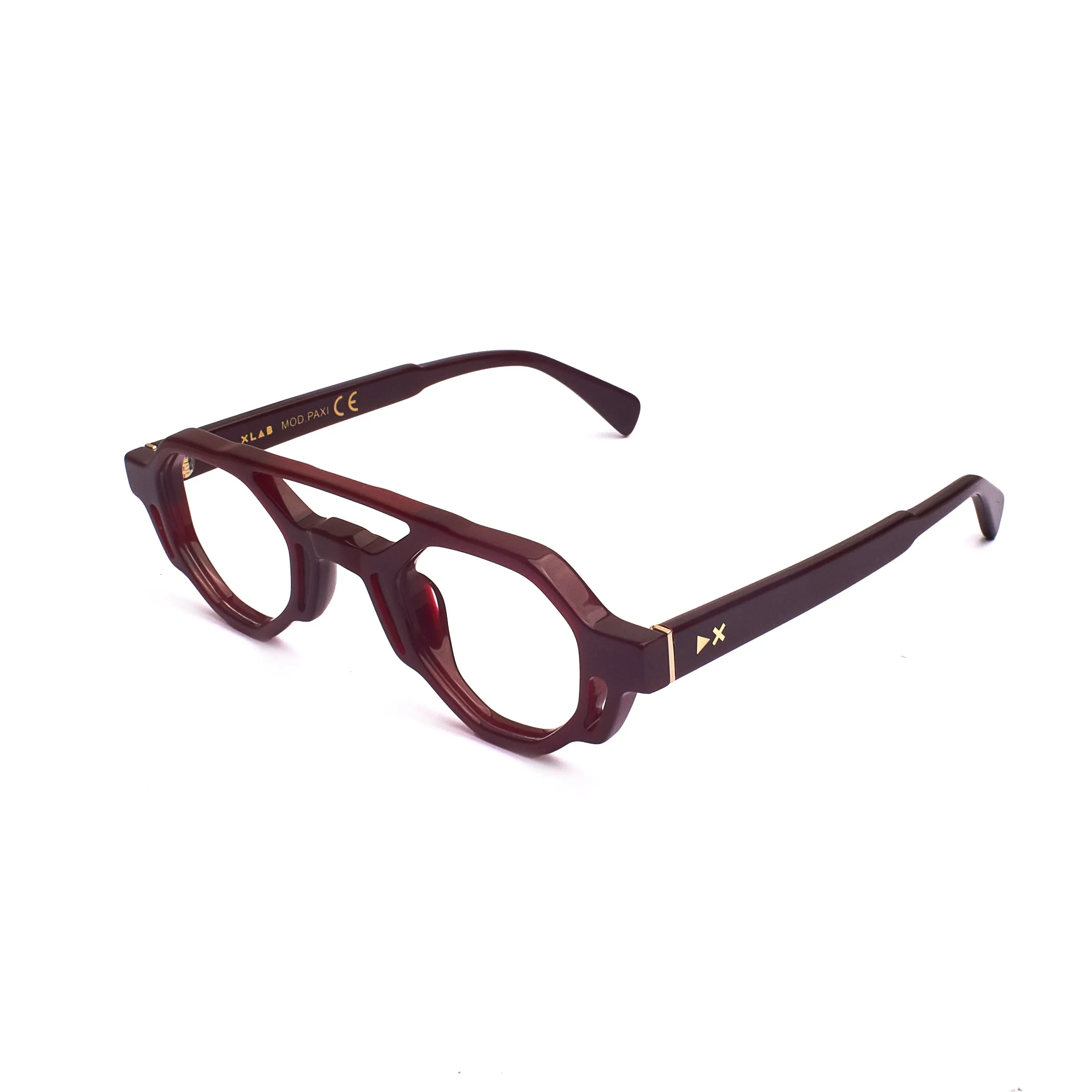 XLAB Unisex Paxi fotocromatico Montature da vista Acetato Bordeaux Marrone Geometrica Fotocromatiche - immagine 1