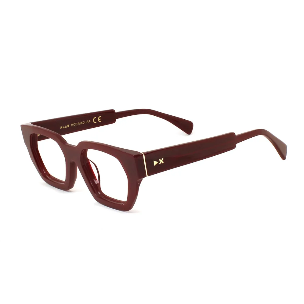 XLAB Madura Montature da vista Acetato Bordeaux Marrone Geometrica Fotocromatiche - immagine 1