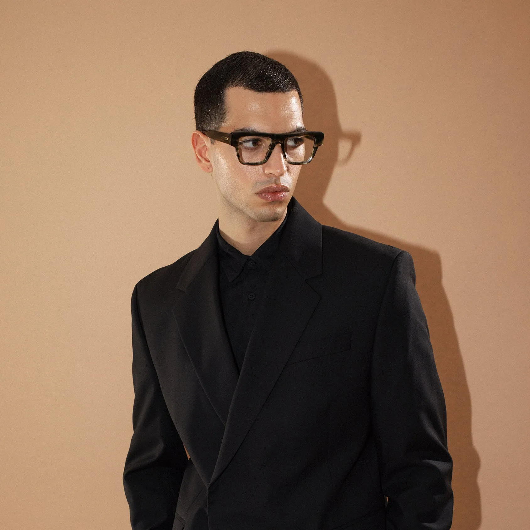 XLAB Uomo Carney Montature da vista Acetato Blu striato Squadrata Antiriflesso Antiriflesso - immagine 4