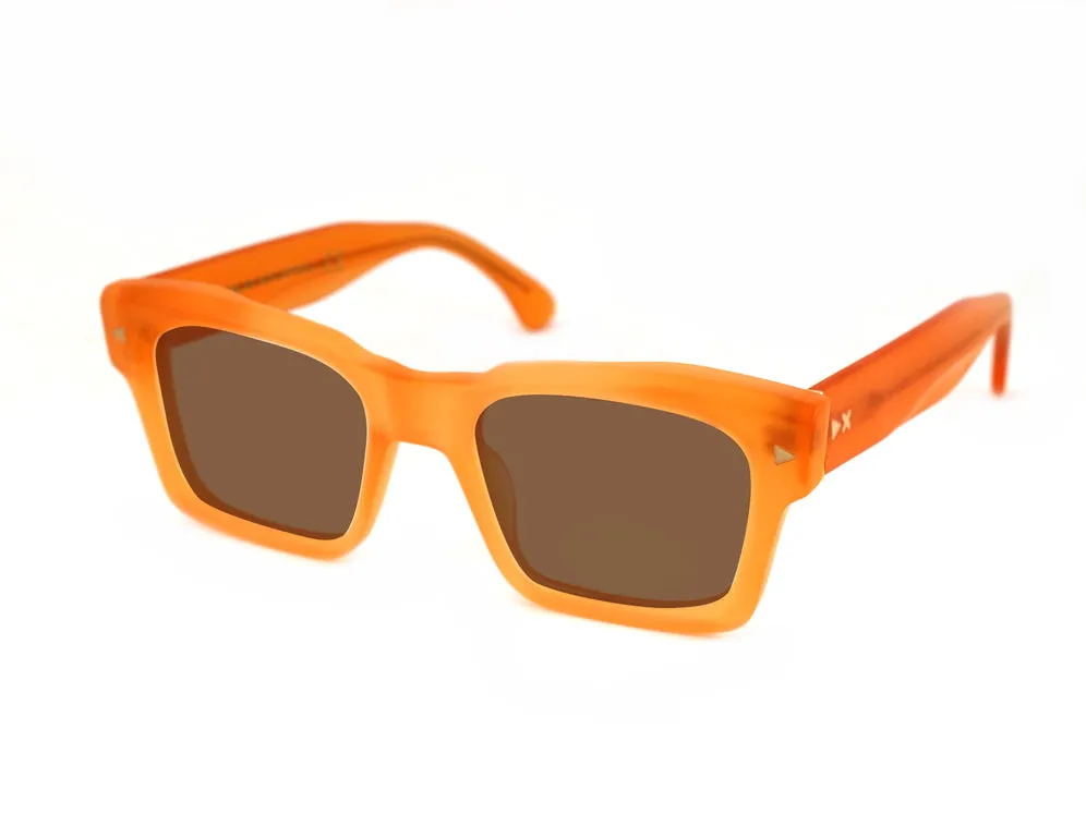 XLAB Unisex Campbell Occhiali da sole Acetato Arancione opaco Marrone Squadrata Polarizzata - immagine 1
