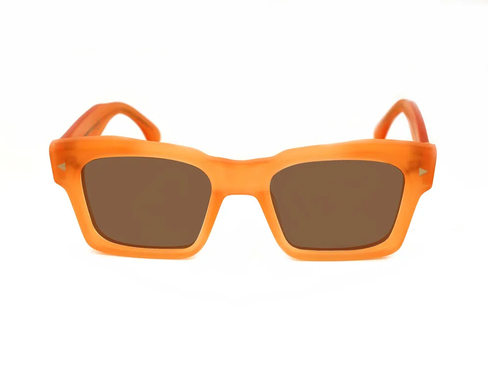 XLAB Unisex Campbell Occhiali da sole Acetato Arancione opaco Marrone Squadrata Polarizzata - immagine 2