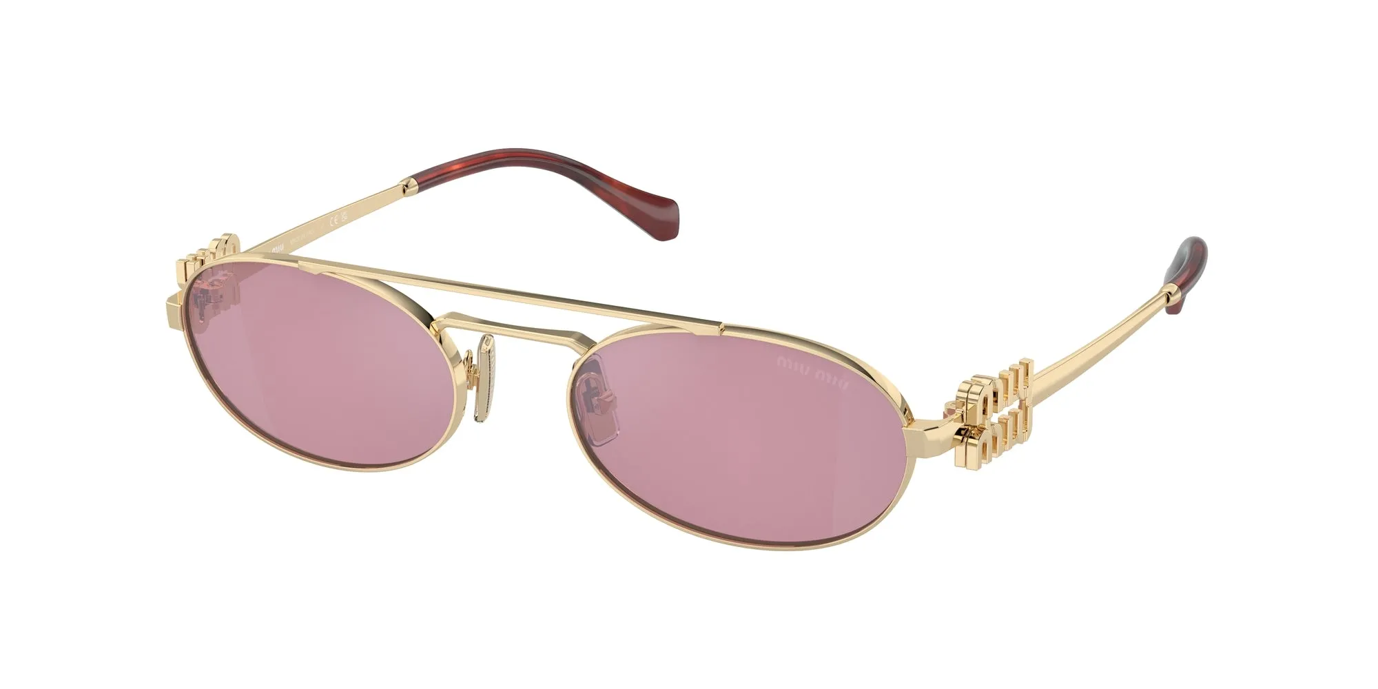 Miu Miu MU 54ZS ZVN50D Occhiali da sole Metallo Oro Rosa Rotonda Normale - immagine 1