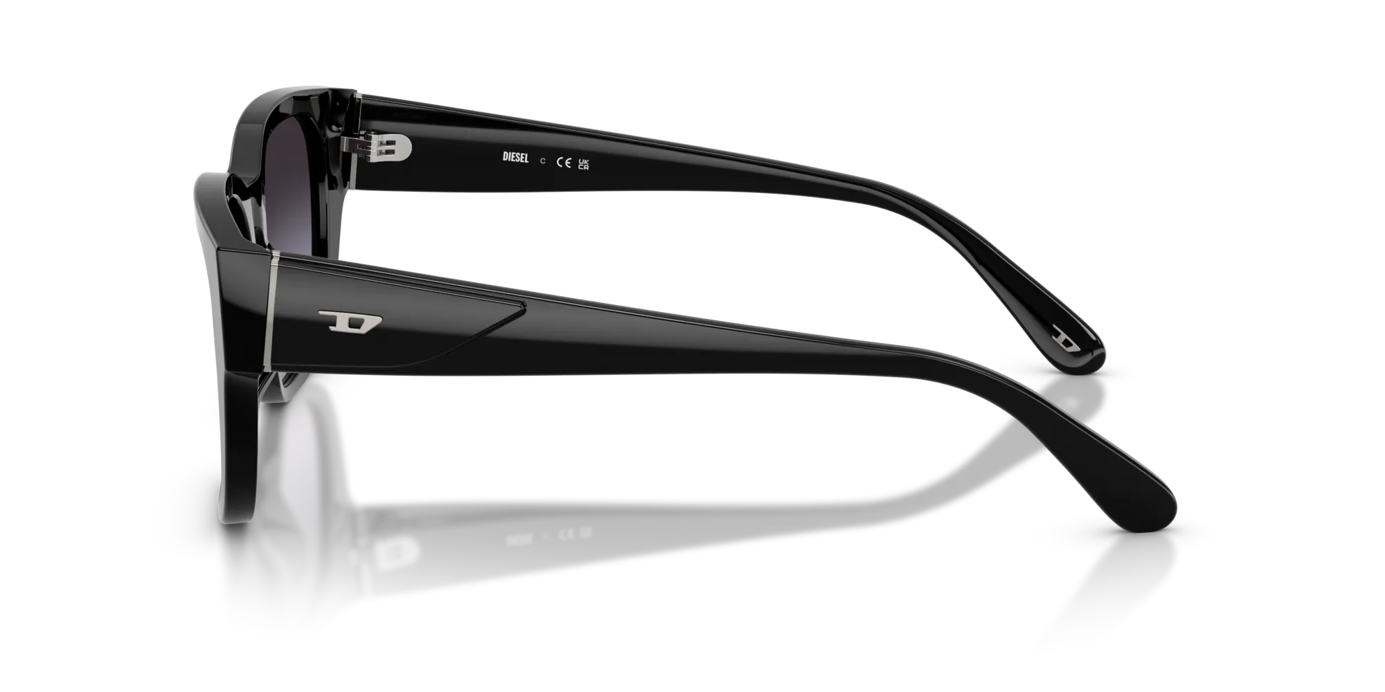 DIESEL DL2005 20018G Occhiali da sole Acetato Nero Grigio Squadrata Normale Sfumato - immagine 4