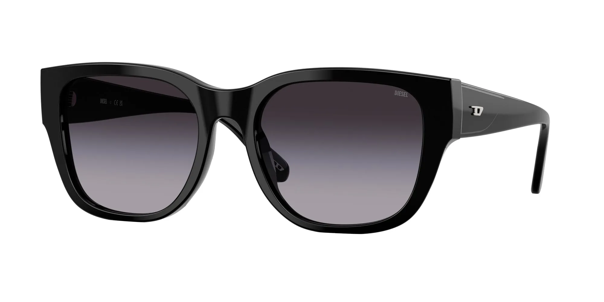 DIESEL DL2005 20018G Occhiali da sole Acetato Nero Grigio Squadrata Normale Sfumato - immagine 1