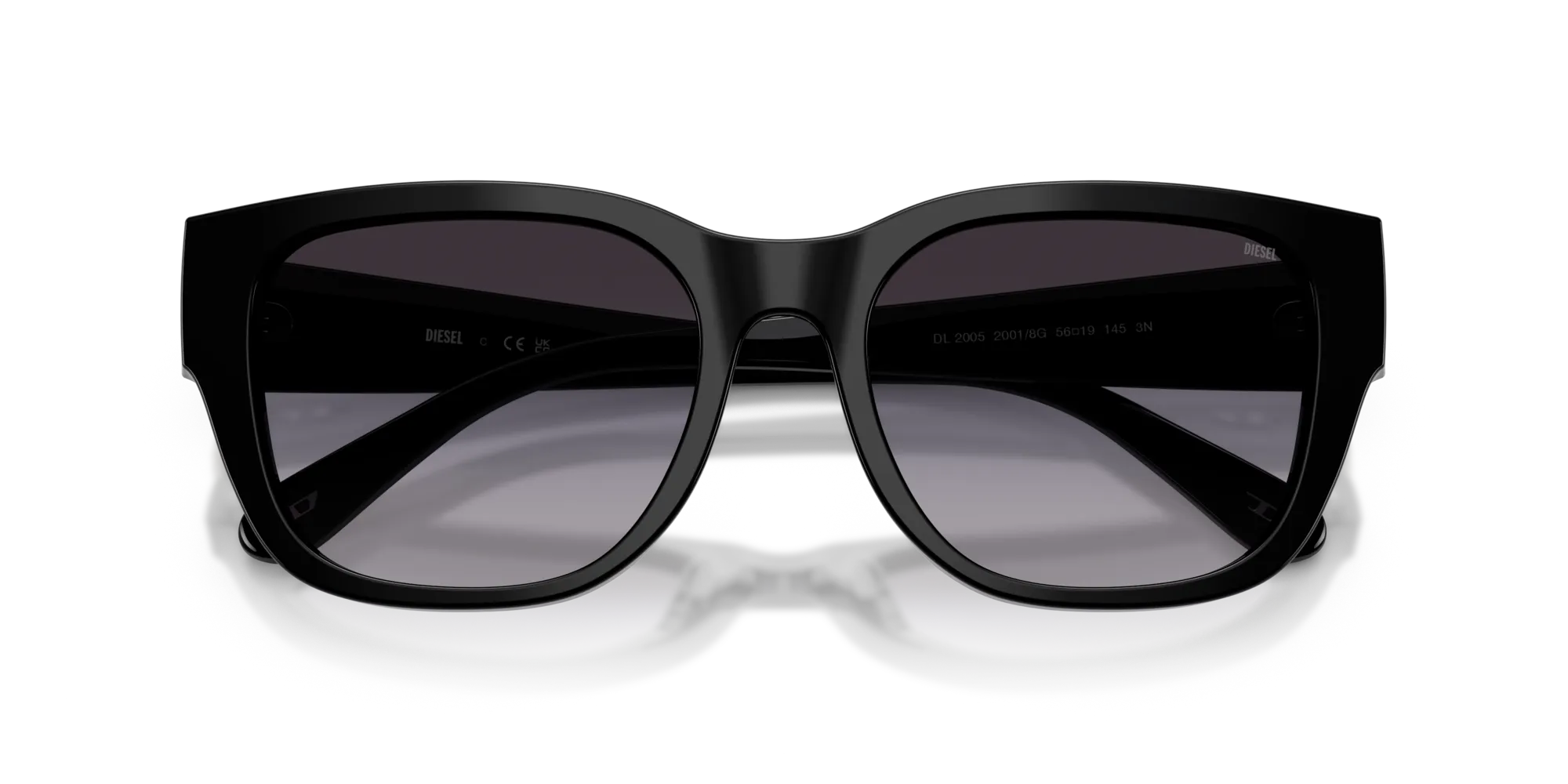 DIESEL DL2005F 20018G Occhiali da sole Acetato Nero Grigio Squadrata Normale Sfumato - immagine 2