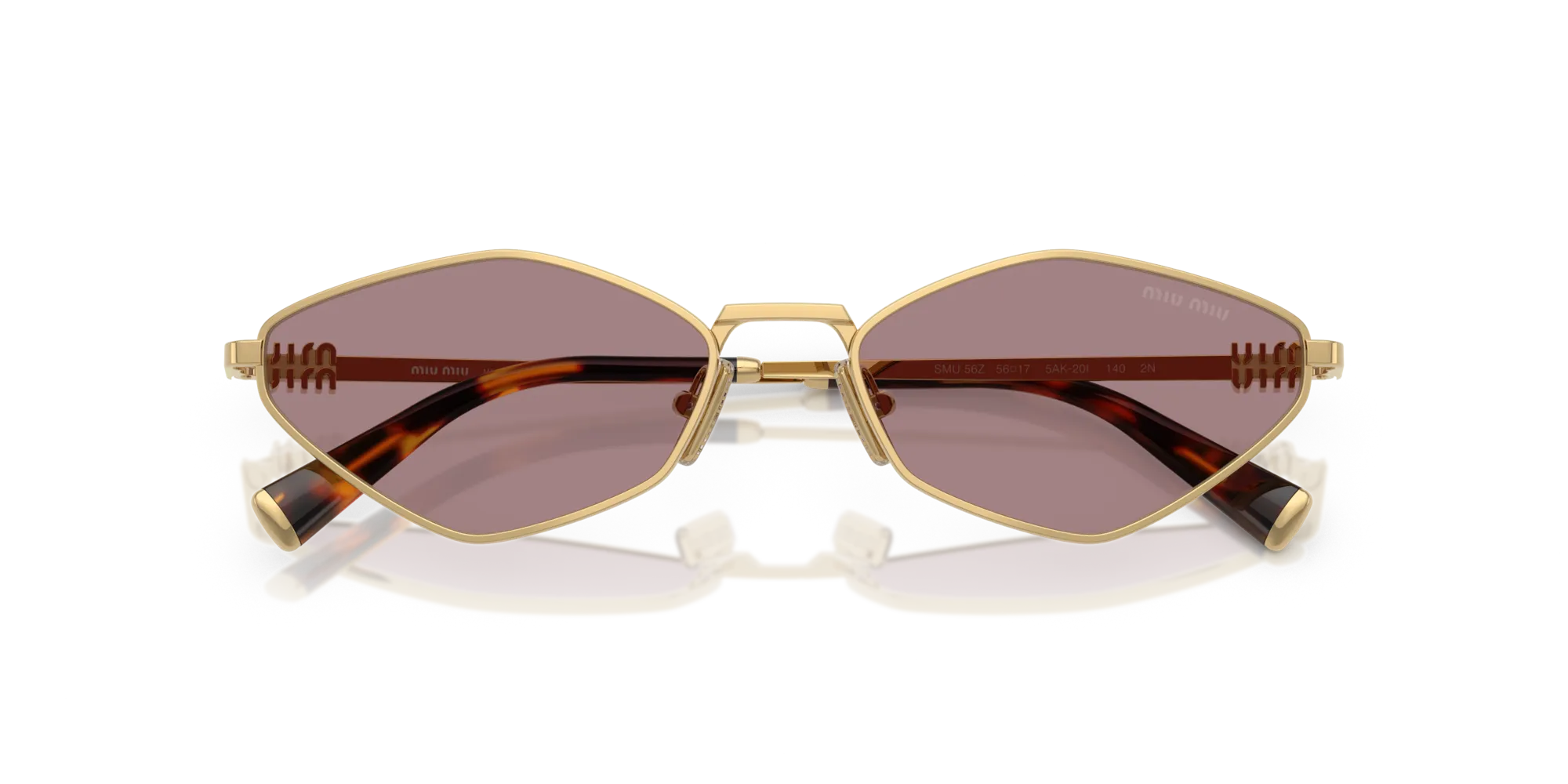 Miu Miu MU 56ZS 5AK20I Occhiali da sole Metallo Oro Marrone Geometrica Normale - immagine 2