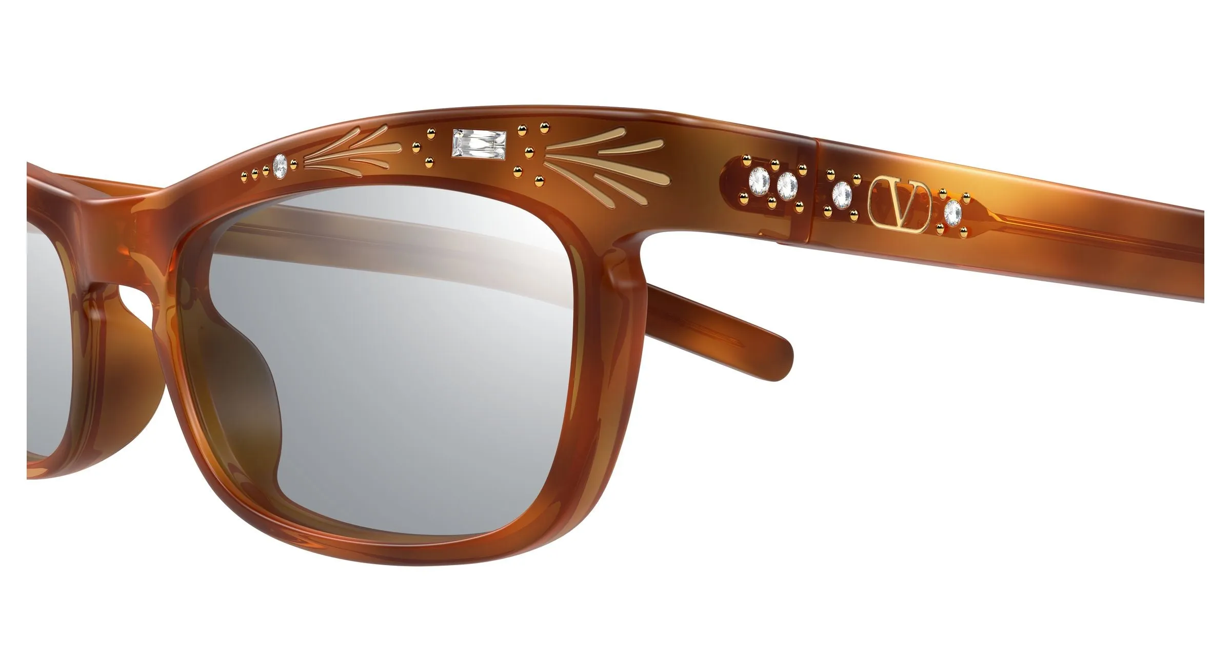 Valentino VG0044S 006 Occhiali da sole Acetato Havana Argento Squadrata - immagine 3