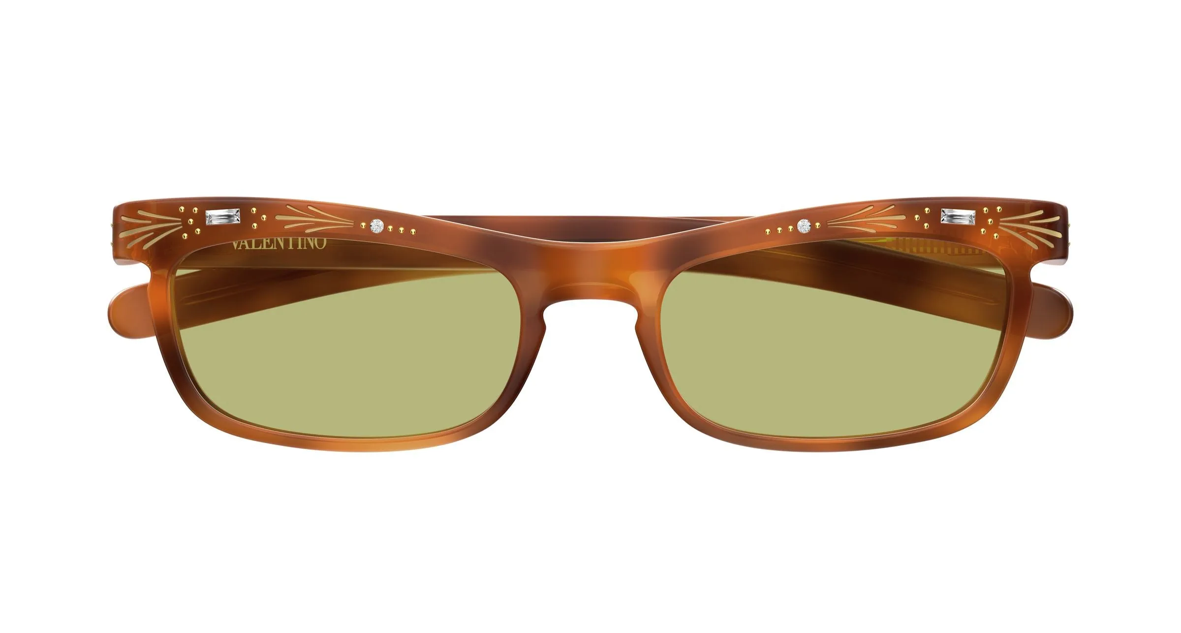 Valentino VG0044S 005 Occhiali da sole Acetato Havana Verde Squadrata - immagine 2